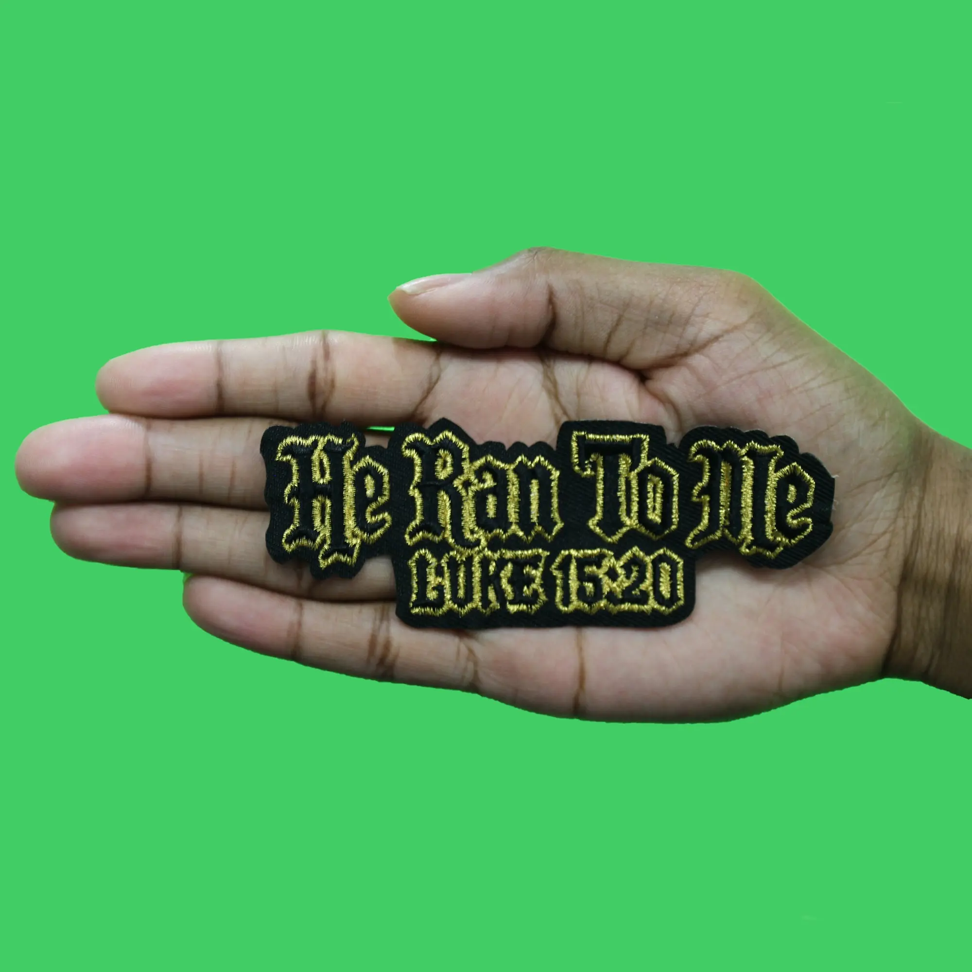 He Ran To Me Luke 16:20 Patch Religious Christian Verse Embroidered Iron On - Image 2