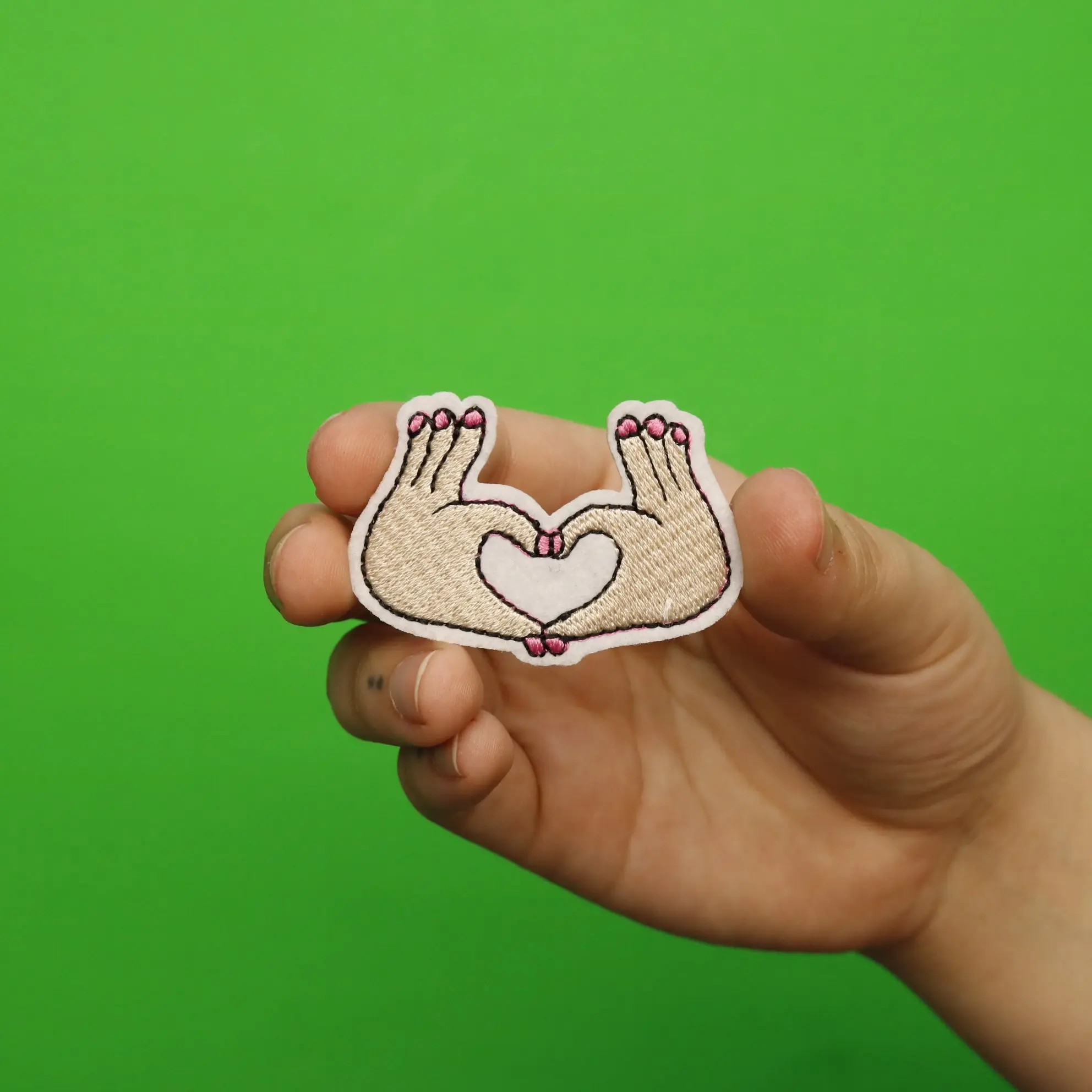 Heart Hands Embroidered Iron On Patch - Image 2