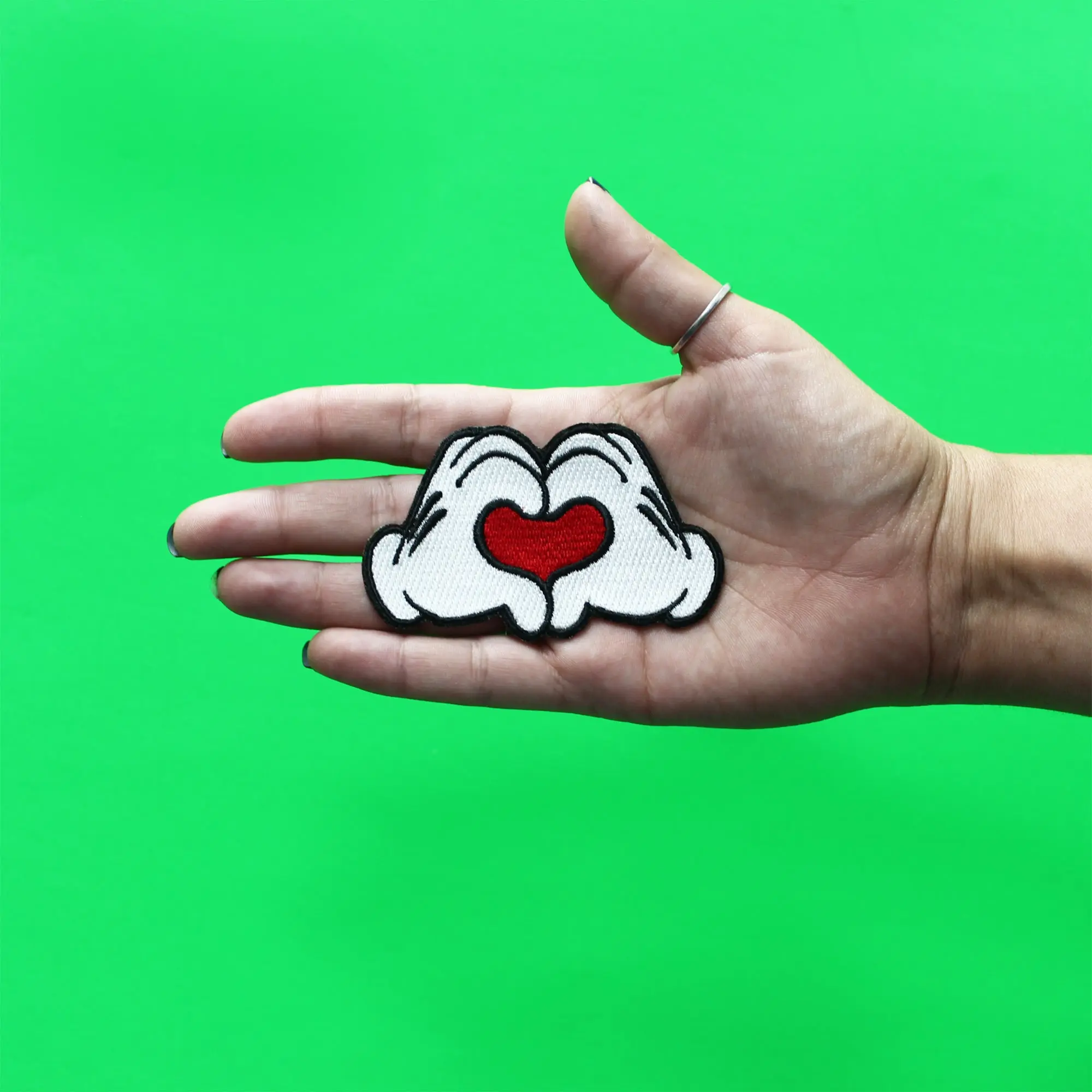 Heart Shape Glove Hands Patch Disney Sign Kids Embroidered Iron On - Image 2