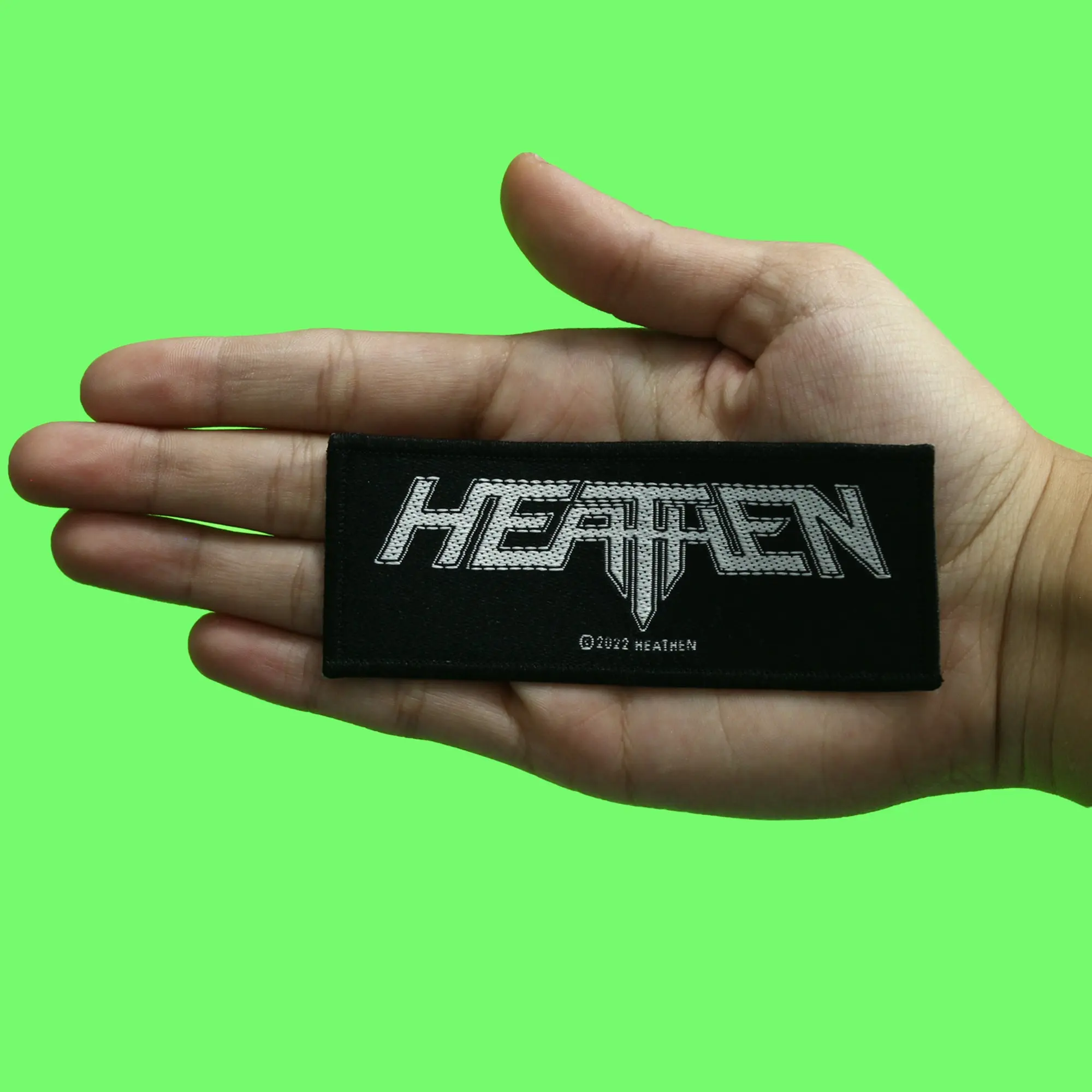 Heathen Rock Band Patch Strip Name Logo Woven Sew On - Image 2