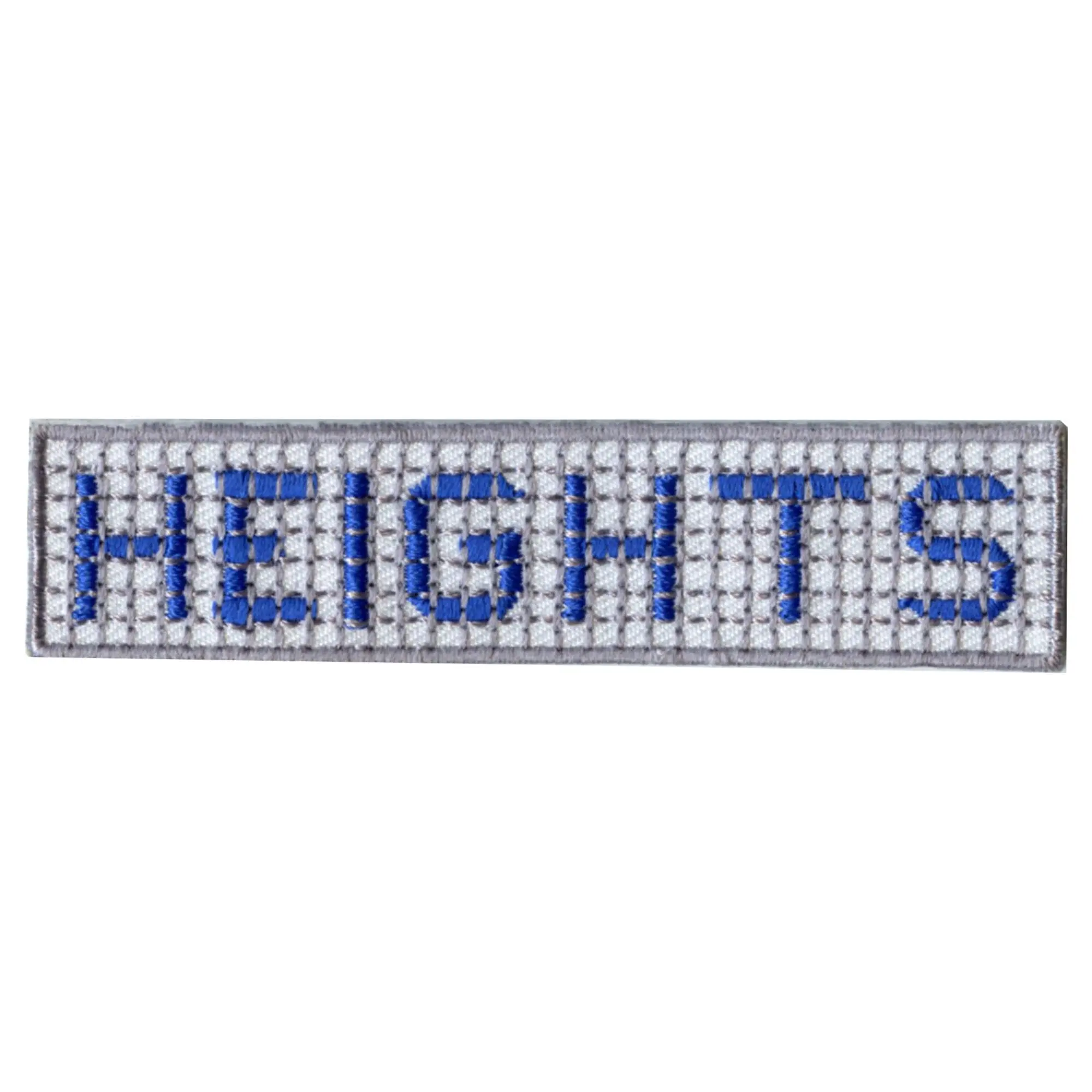 Heights of Houston Blue Tile Curb Street Sign Iron On Embroidered Patch