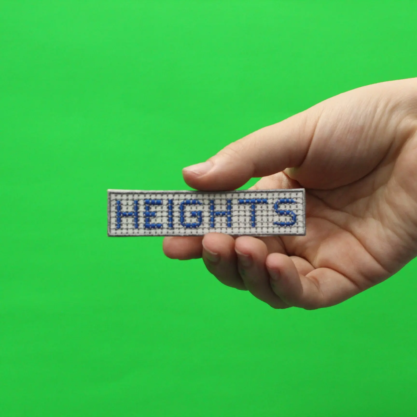 Heights of Houston Blue Tile Curb Street Sign Iron On Embroidered Patch - Image 2