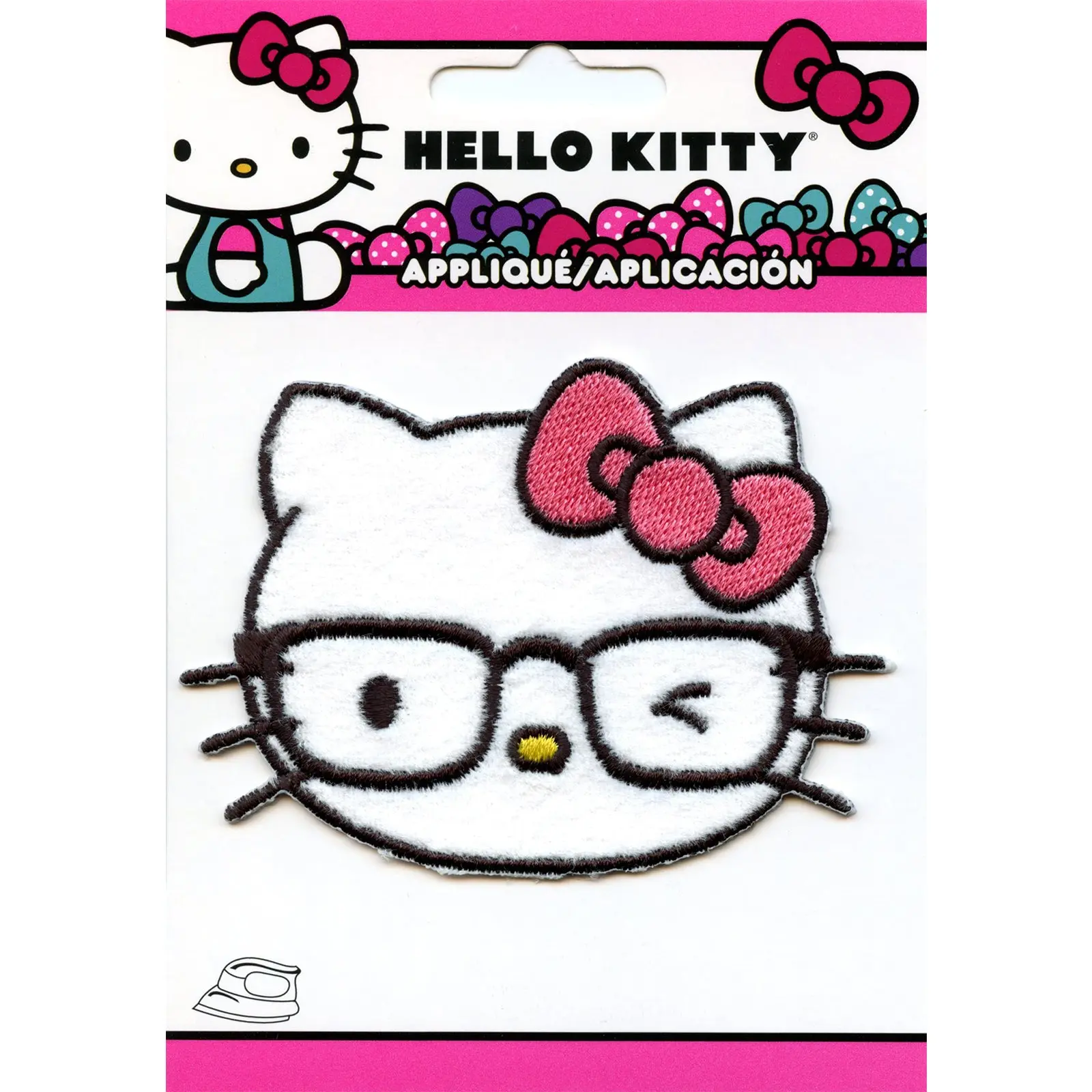 Hello Kitty Winking Iron On Embroidered Patch - Image 2