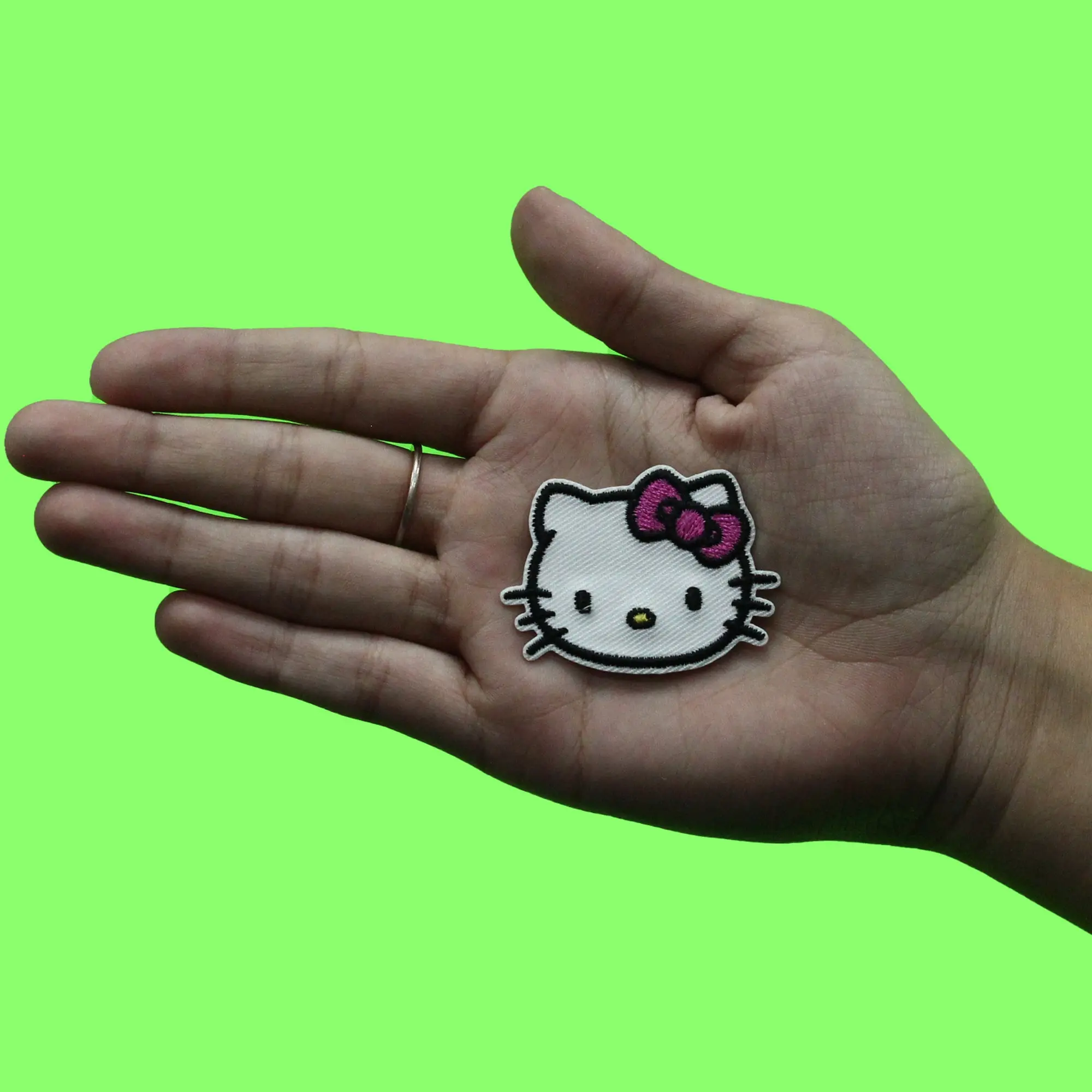 Hello Kitty Mini Head Shot Patch Iconic Pink Bow Embroidered Iron On - Image 2