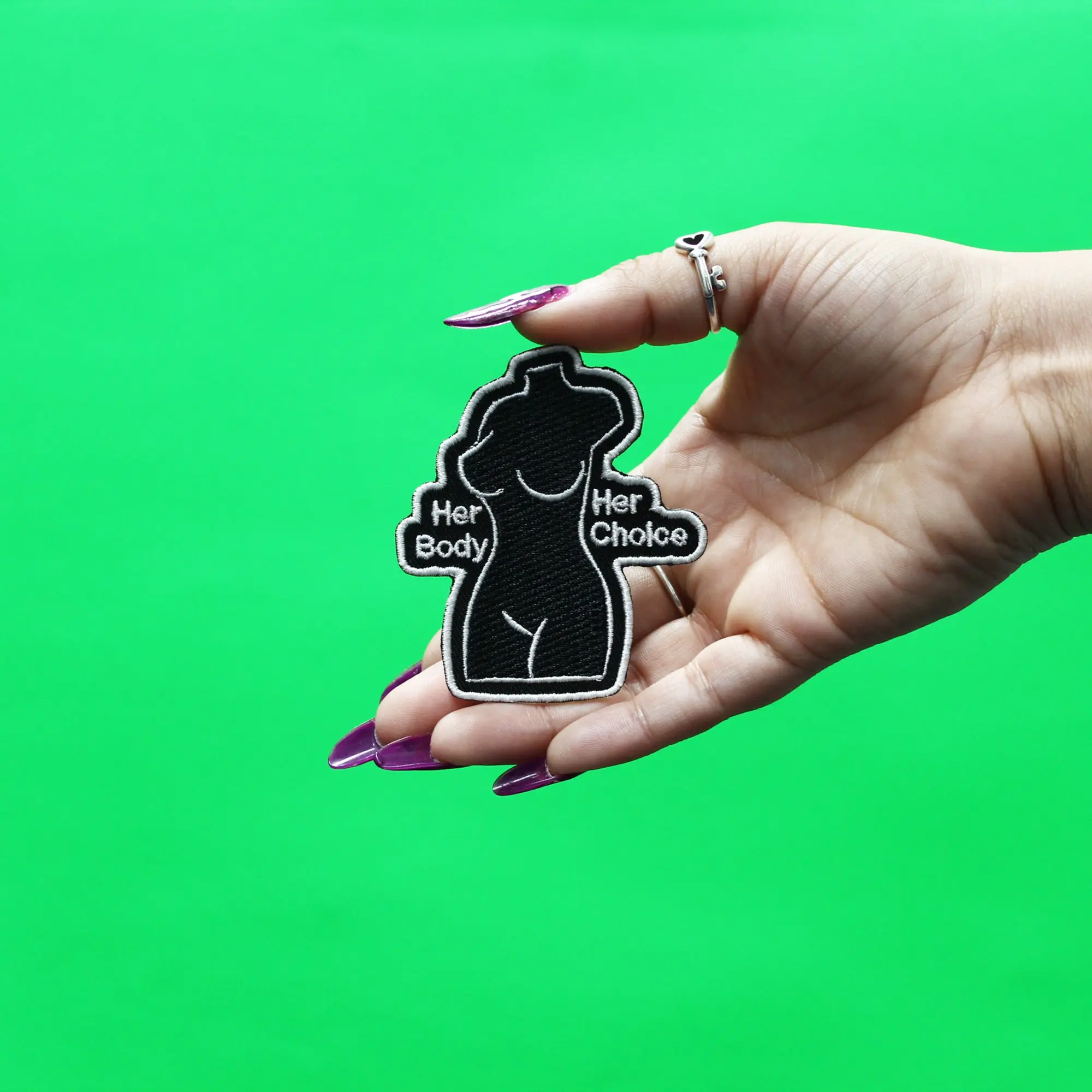 Her Body Her Choice Patch Women's Rights Embroidered Iron On - Image 2