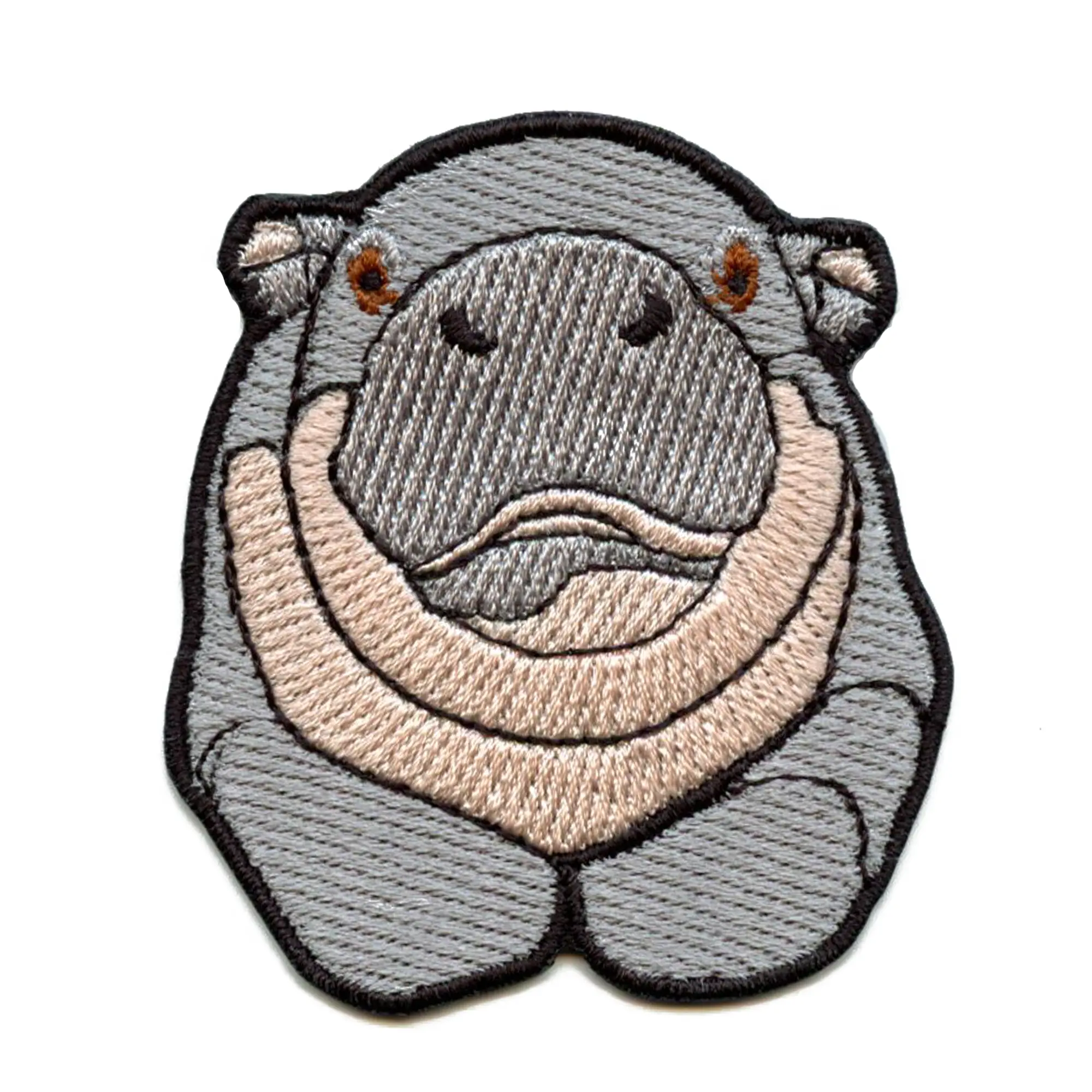 Hippo Front Face Patch African Animal Mammal Embroidered Iron On