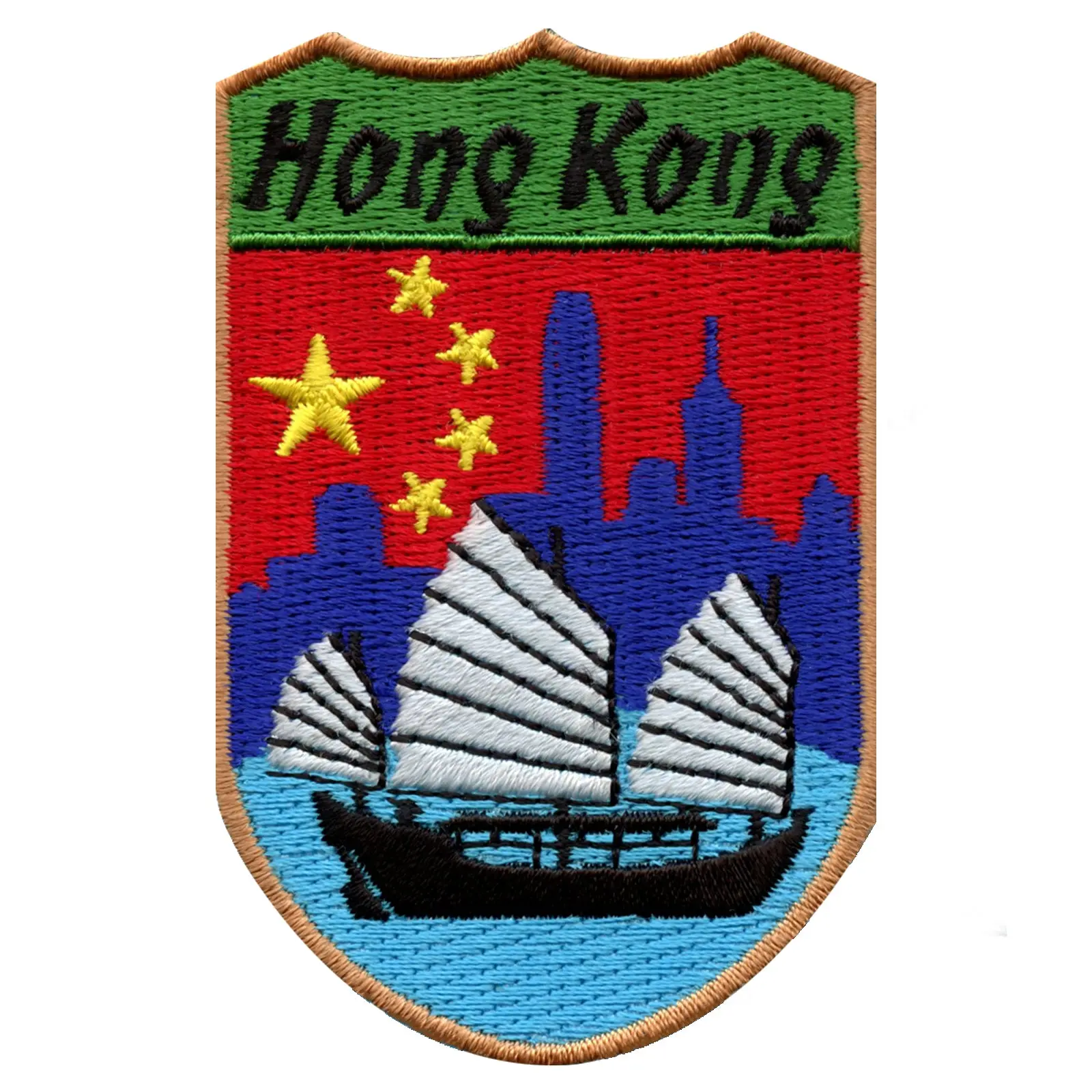 Hong Kong China Shield Iron On Embroidered Patch