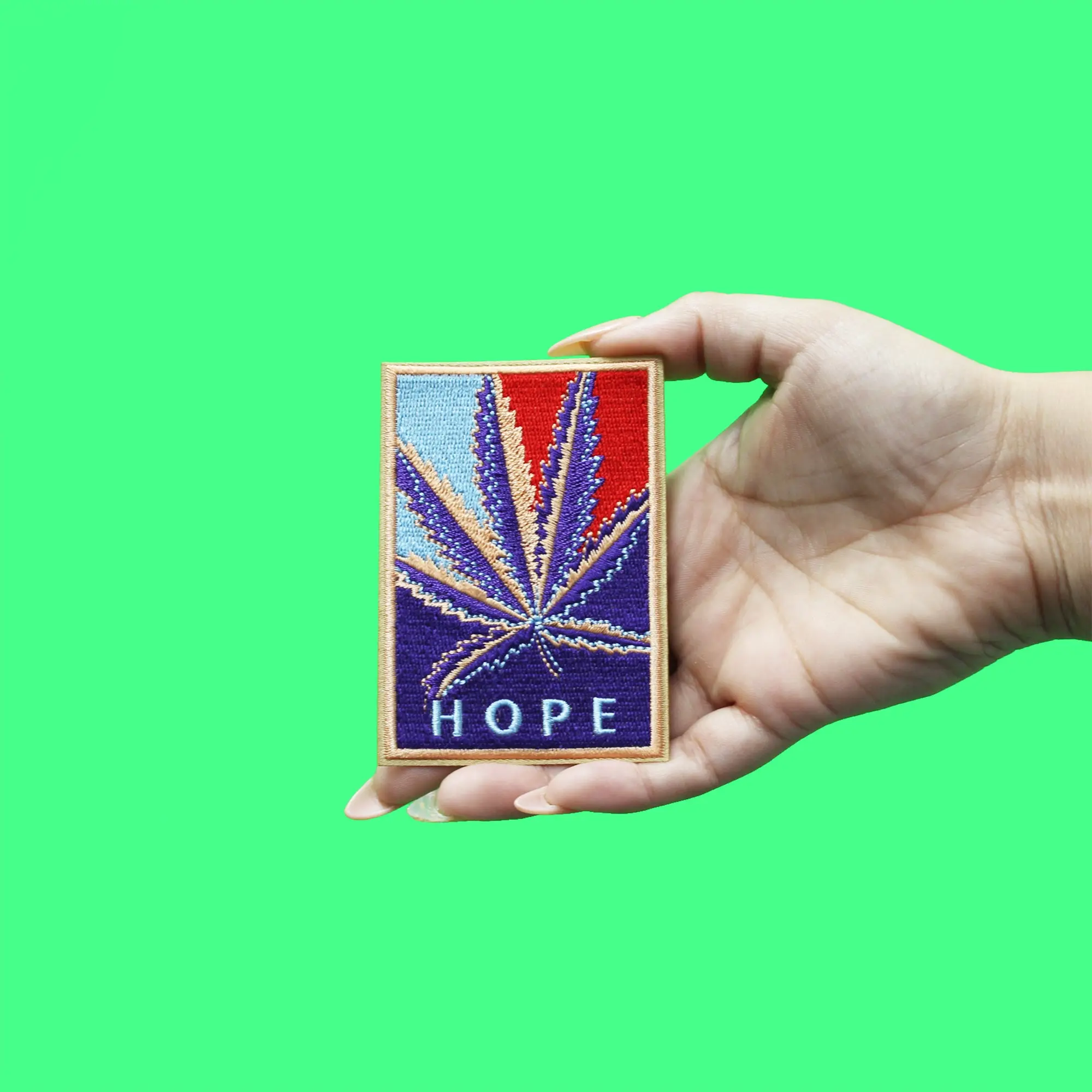 Hope Weed Patch Colorful Leaf Embroidered Iron On - Image 2
