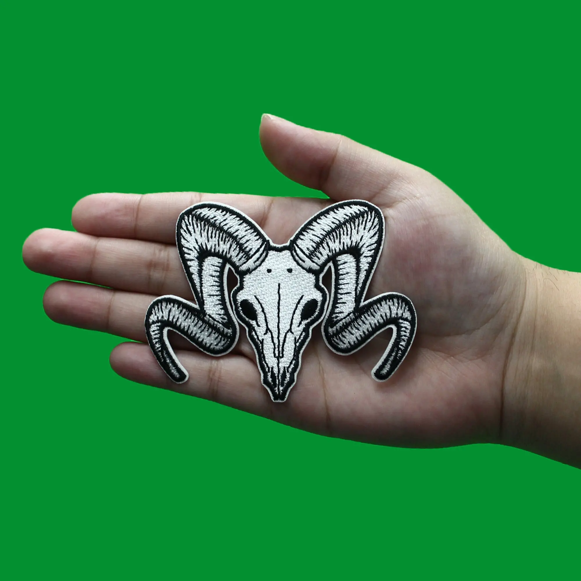 Horned Goat Skull Patch Demonic Animal Carcass Embroidered Iron On - Image 2