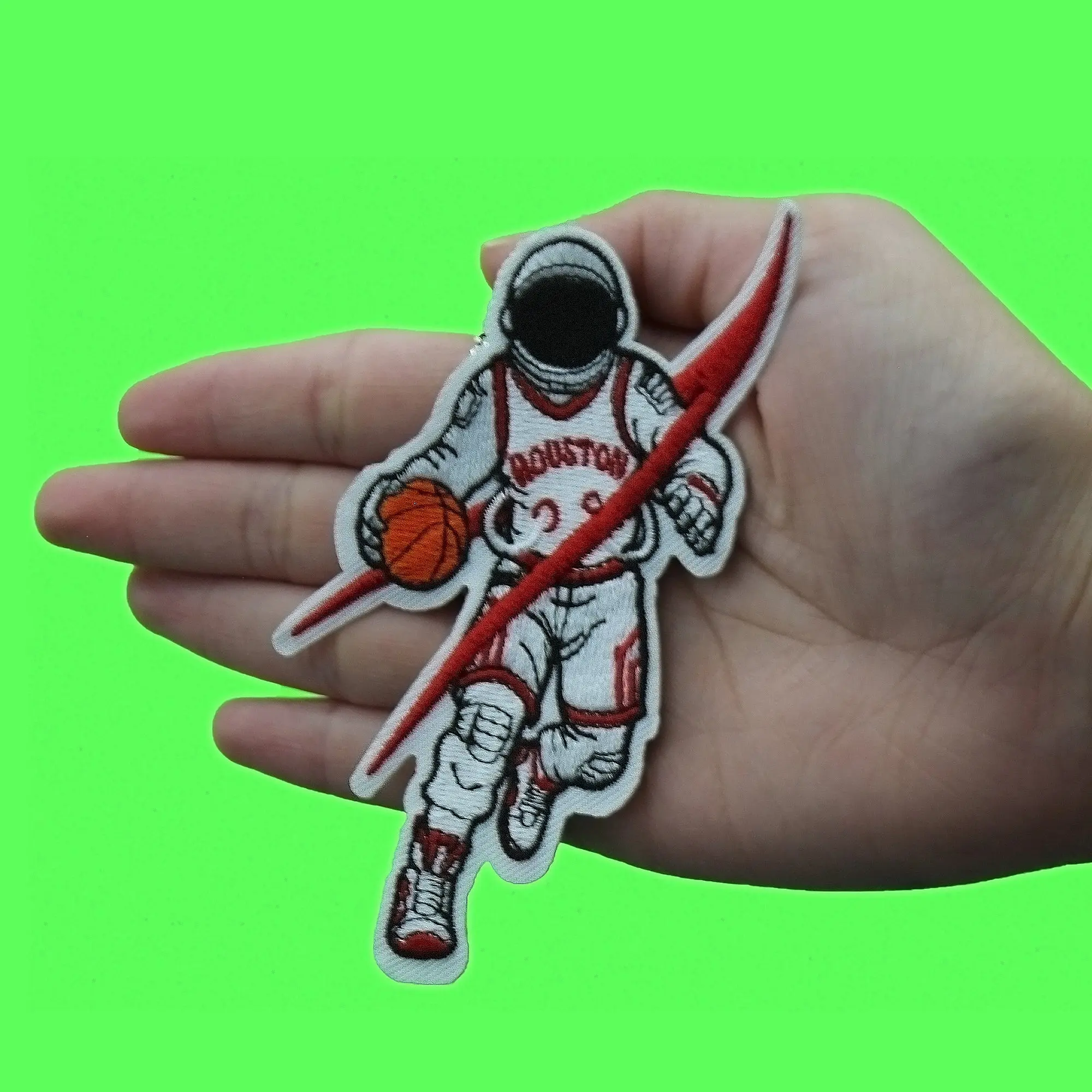Houston Basketball Astronaut Patch Red White Jersey Embroidered Iron On - Image 2