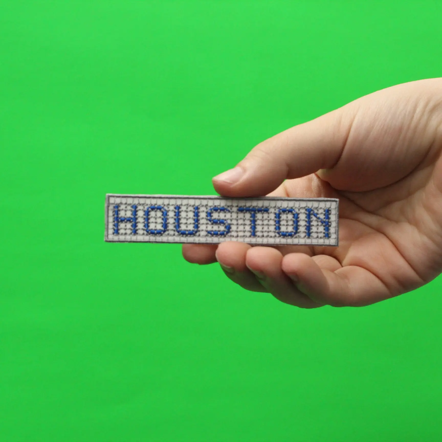 Houston Blue Tile Curb Street Sign Address Iron On Embroidered Patch - Image 2