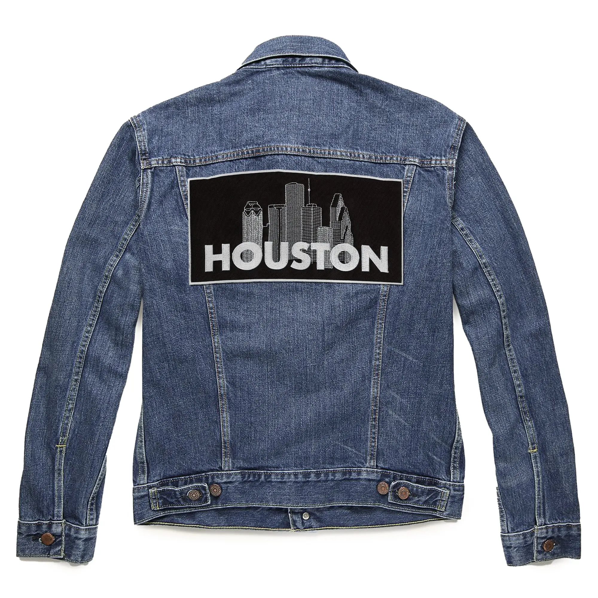 Houston City Skyline Back Patch Downtown X-Large Embroidered Iron On - Image 2