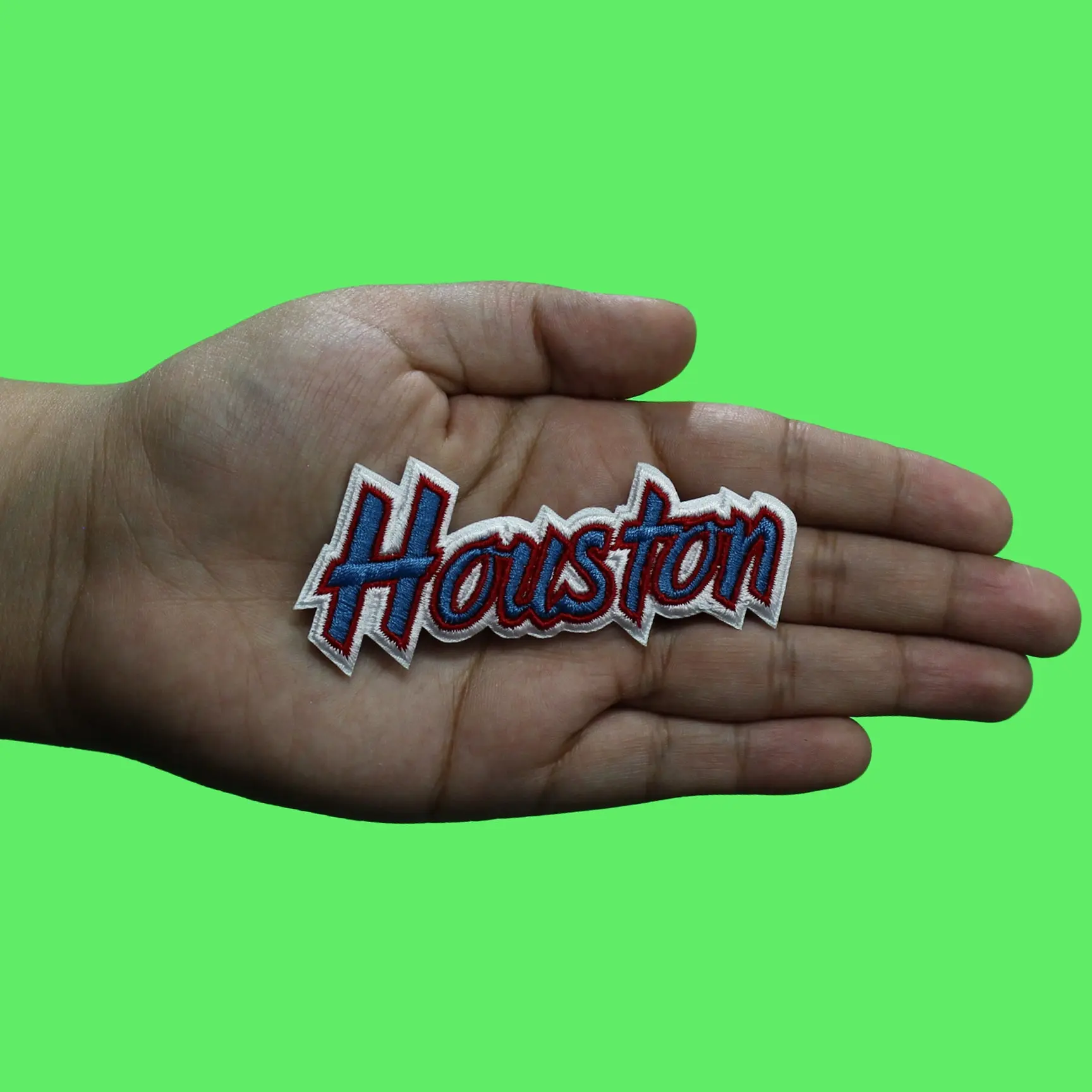 Houston College Script Patch College Pride Embroidered Iron On (White Border) - Image 2