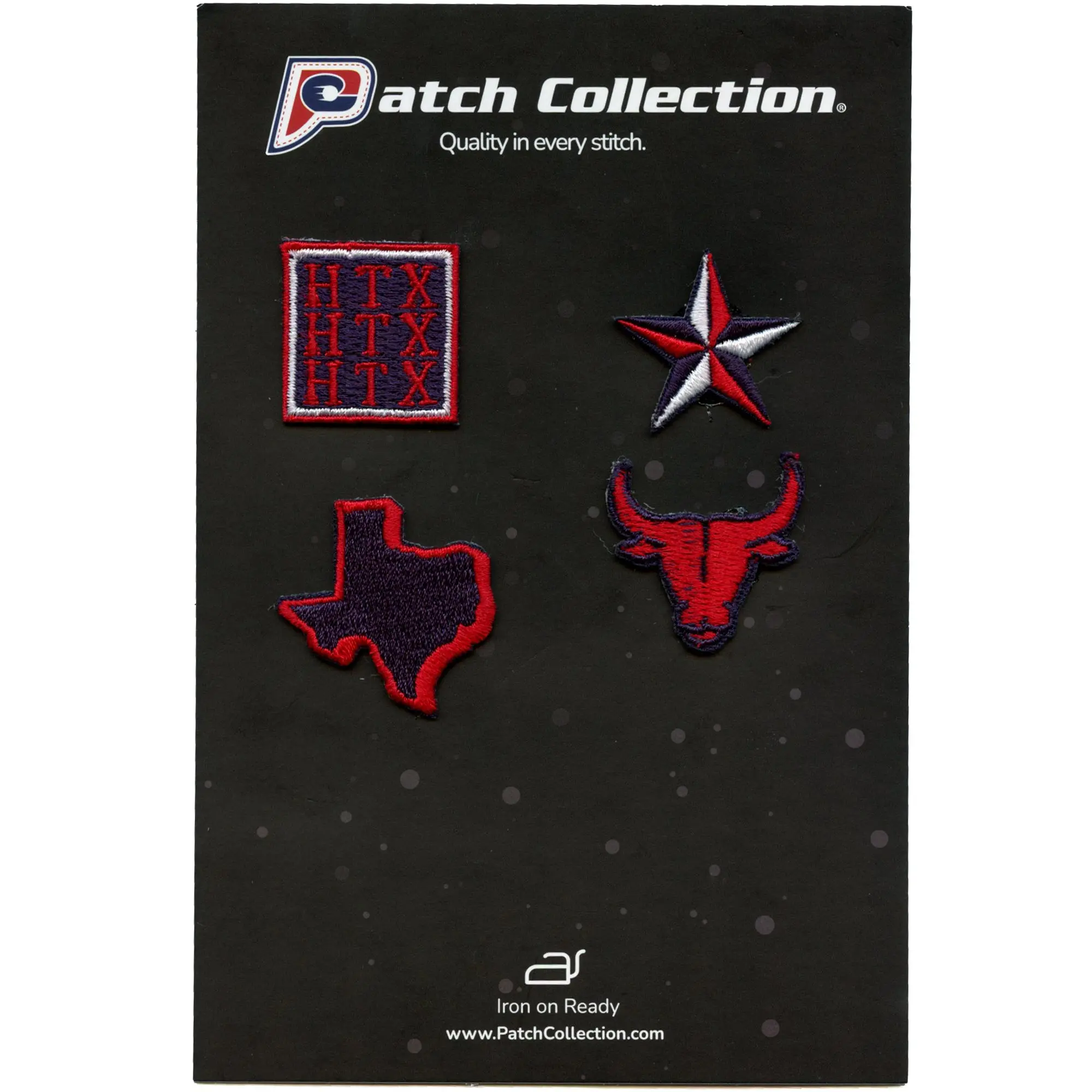 Houston Football 4 Pack Mini Set Patch Texas Bull Star Embroidered Iron On - Image 2