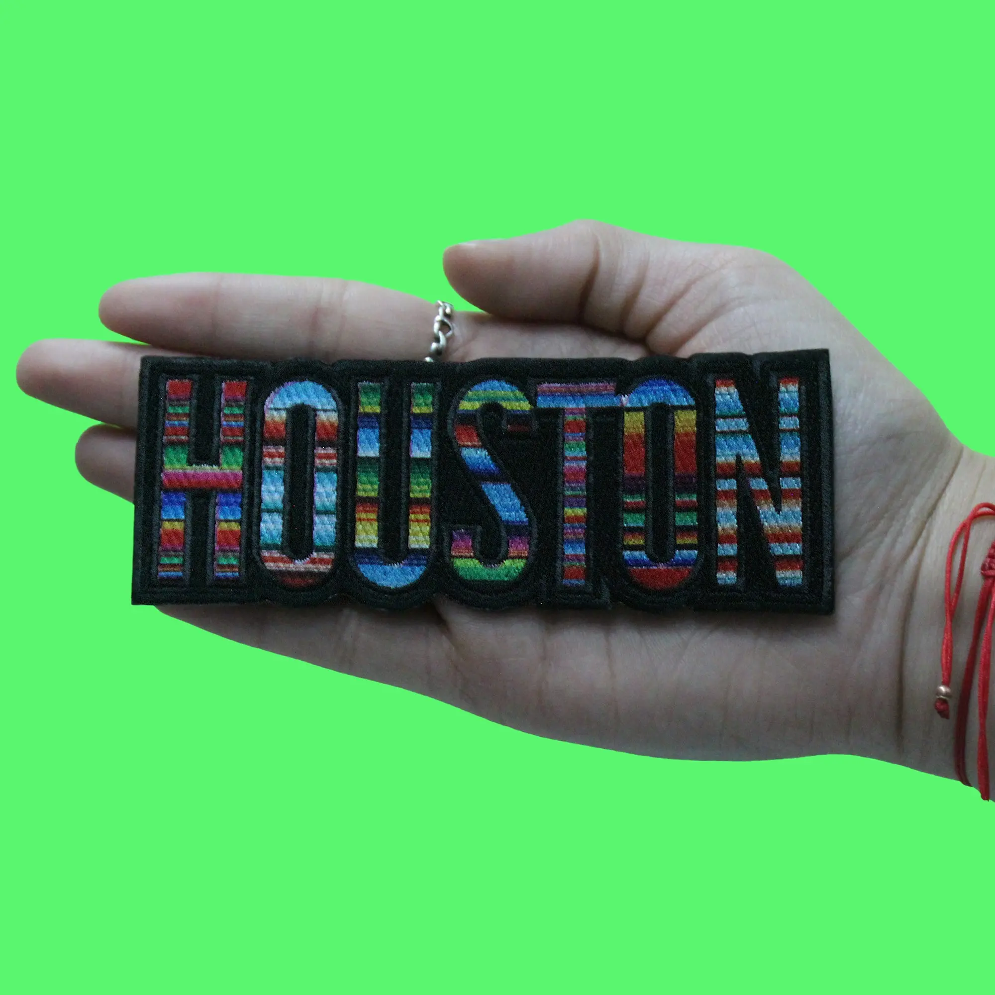 Houston Serape Script Patch Hispanic Culture City Embroidered Iron On - Image 3