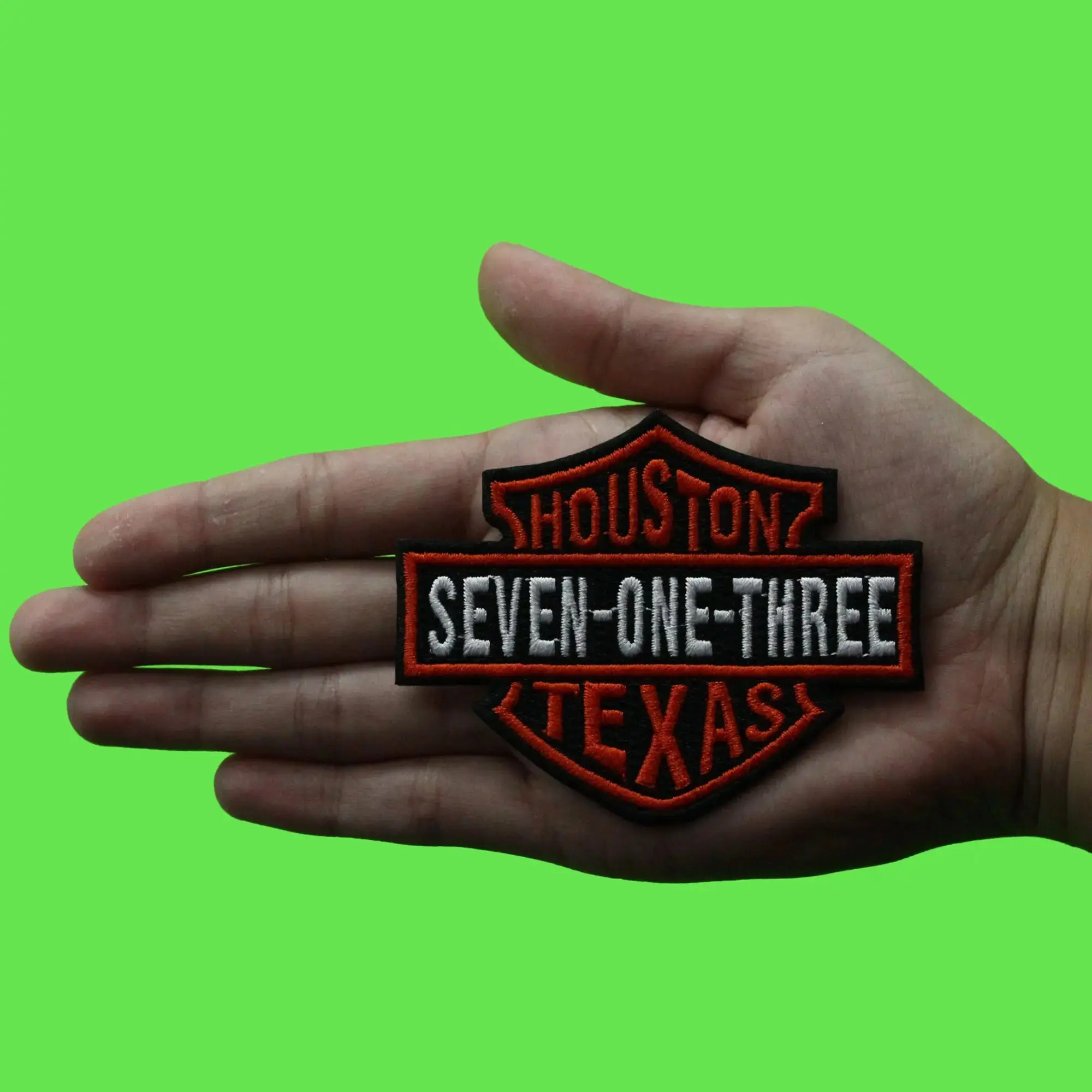 Houston Seven One Three Biker Crest Patch Houstonian Rider Embroidered Iron On - Image 3