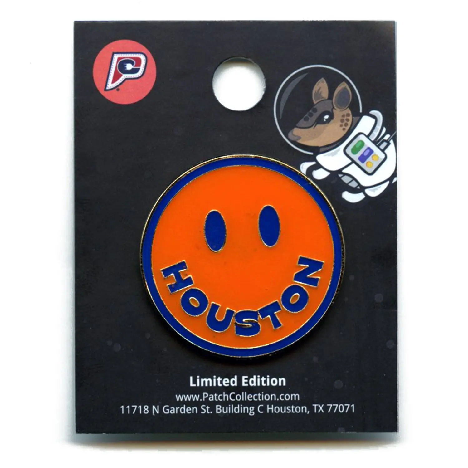 Houston Smiley Face Enamel Lapel Hat Pin - Image 2