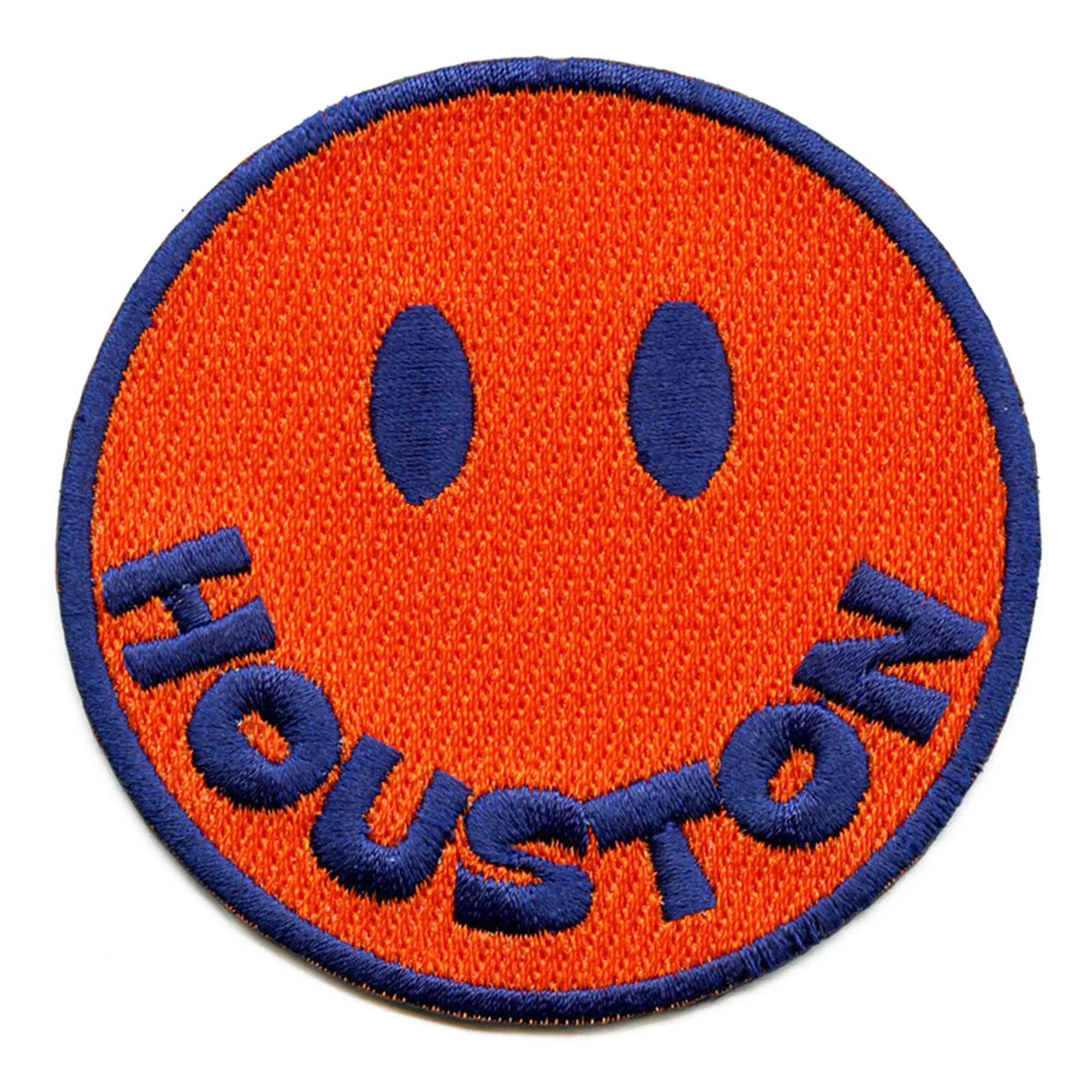 Houston Smiley Face Patch Orange Embroidered Iron on