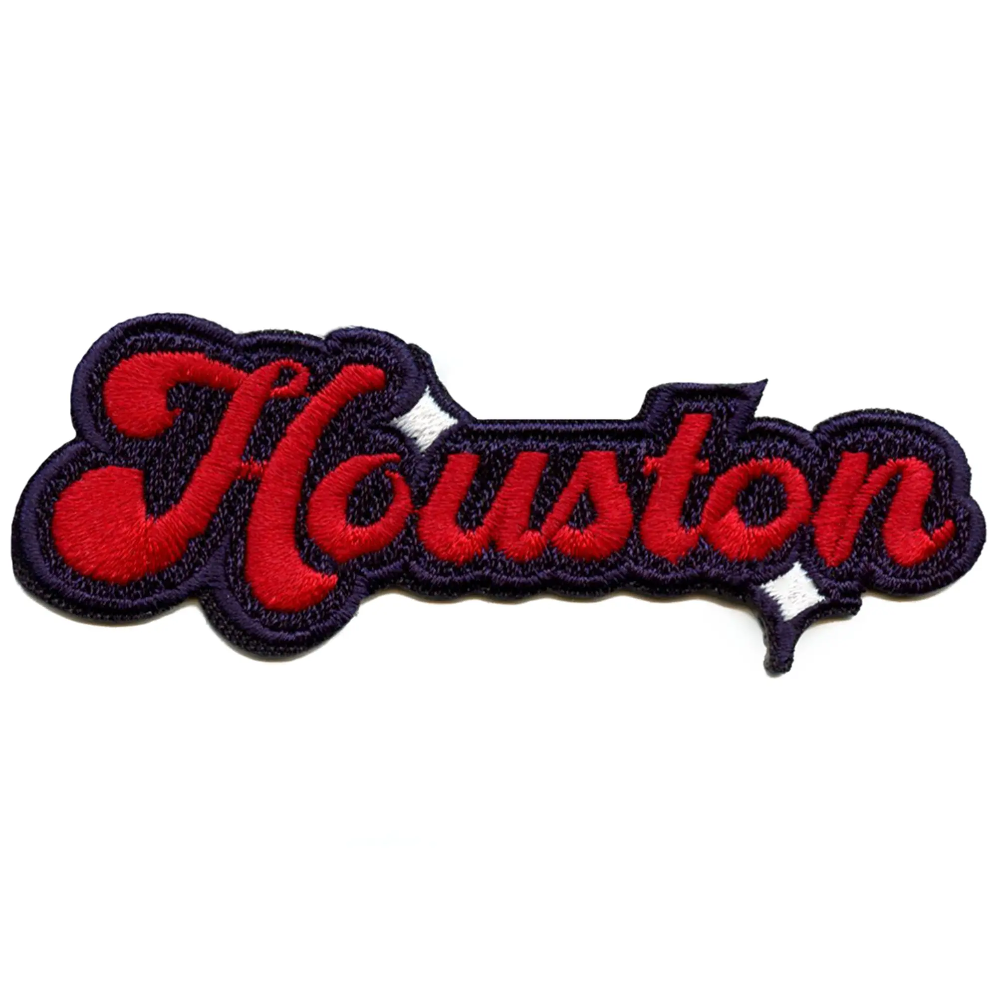 Houston Sparkle Script Patch Blue/Red Football Sports Embroidered Iron-On