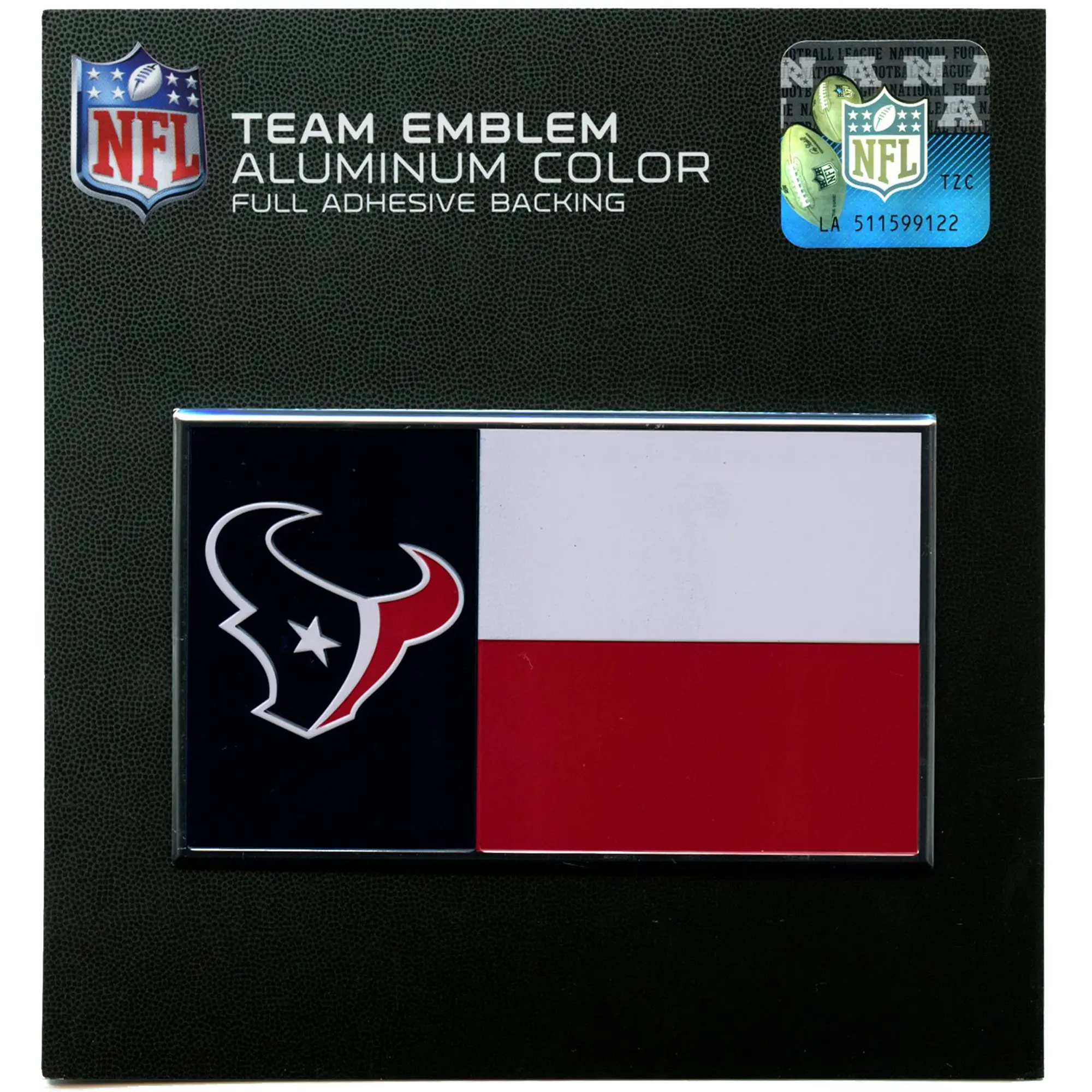 Houston Texans Colored Aluminum Flag Car Auto Emblem - Image 2