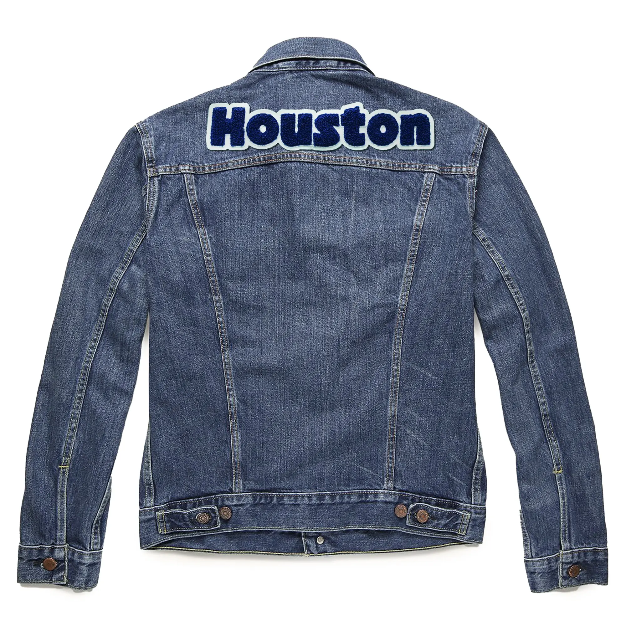 Houston Texas Patch Chenille Fabric Sew On-Blue/White Iron On - Image 3