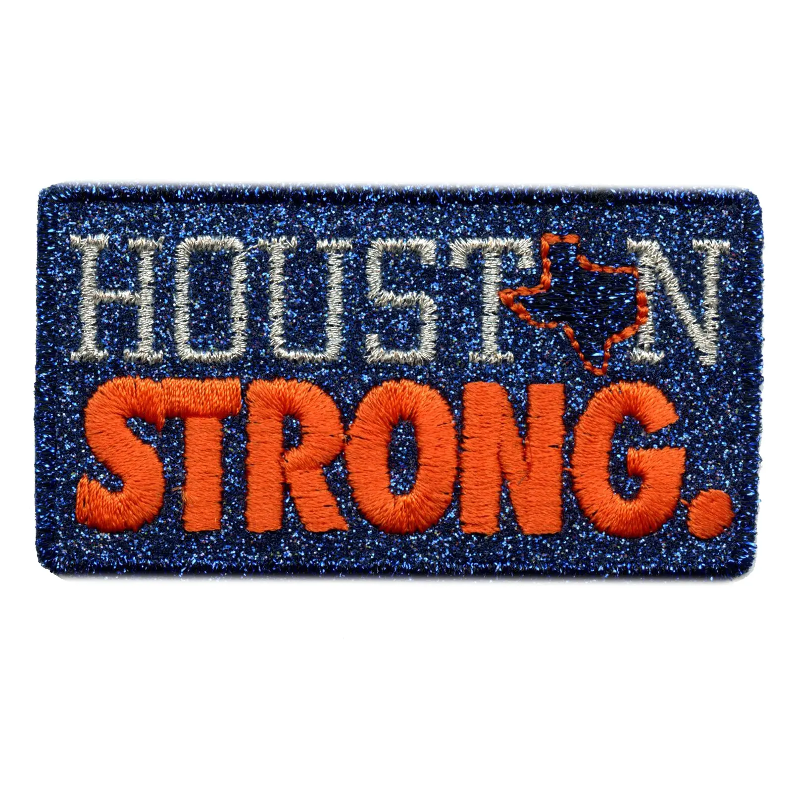 Houston Texas Strong Box Embroidered Iron On Glitter Sparkle Patch Bling