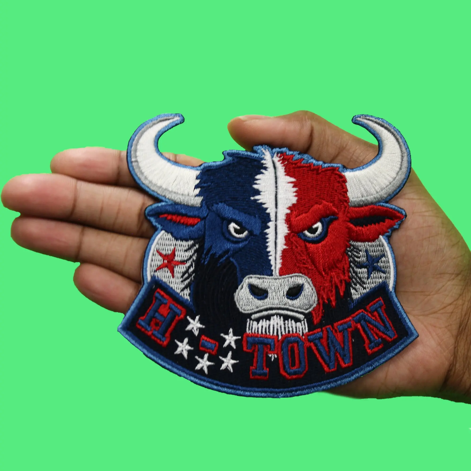 Htown Bull Head Patch Houston Football Pride Embroidered Iron On - Image 2