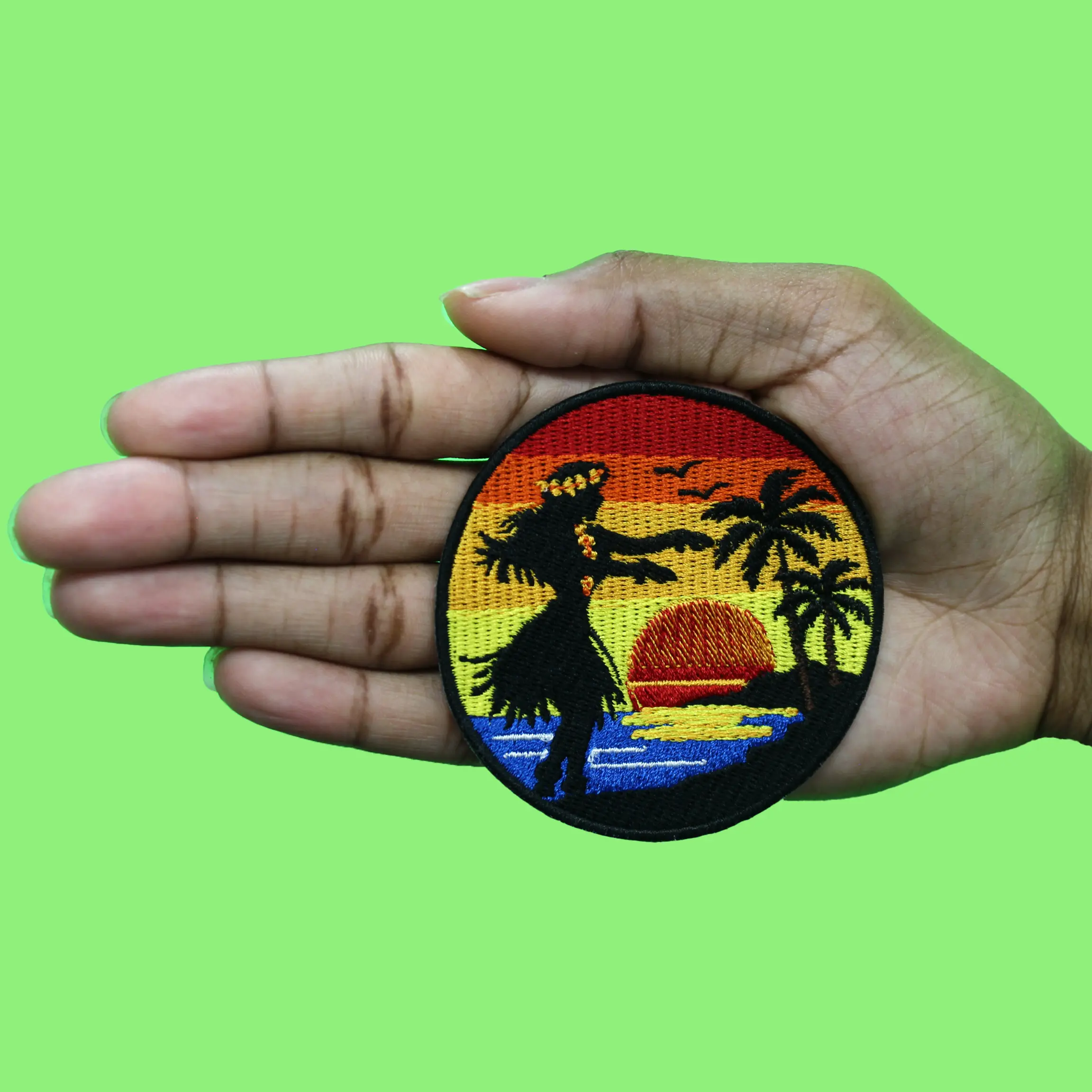 Hula Girl Hawaii Patch Cute Hawaiian Beach Embroidered Iron On - Image 2