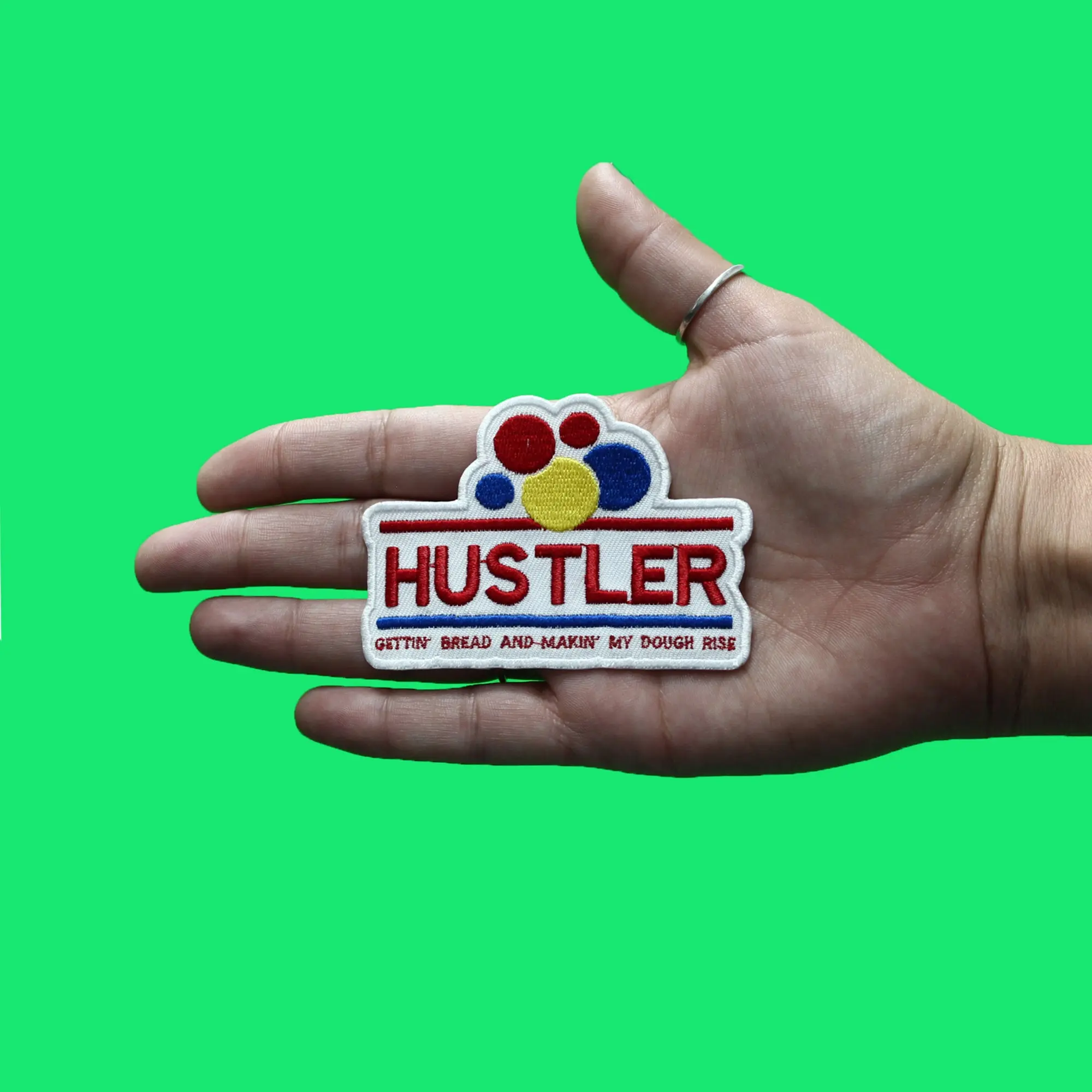 Hustler Gettin Bread Patch Funny Brand Parody Embroidered Iron On - Image 2