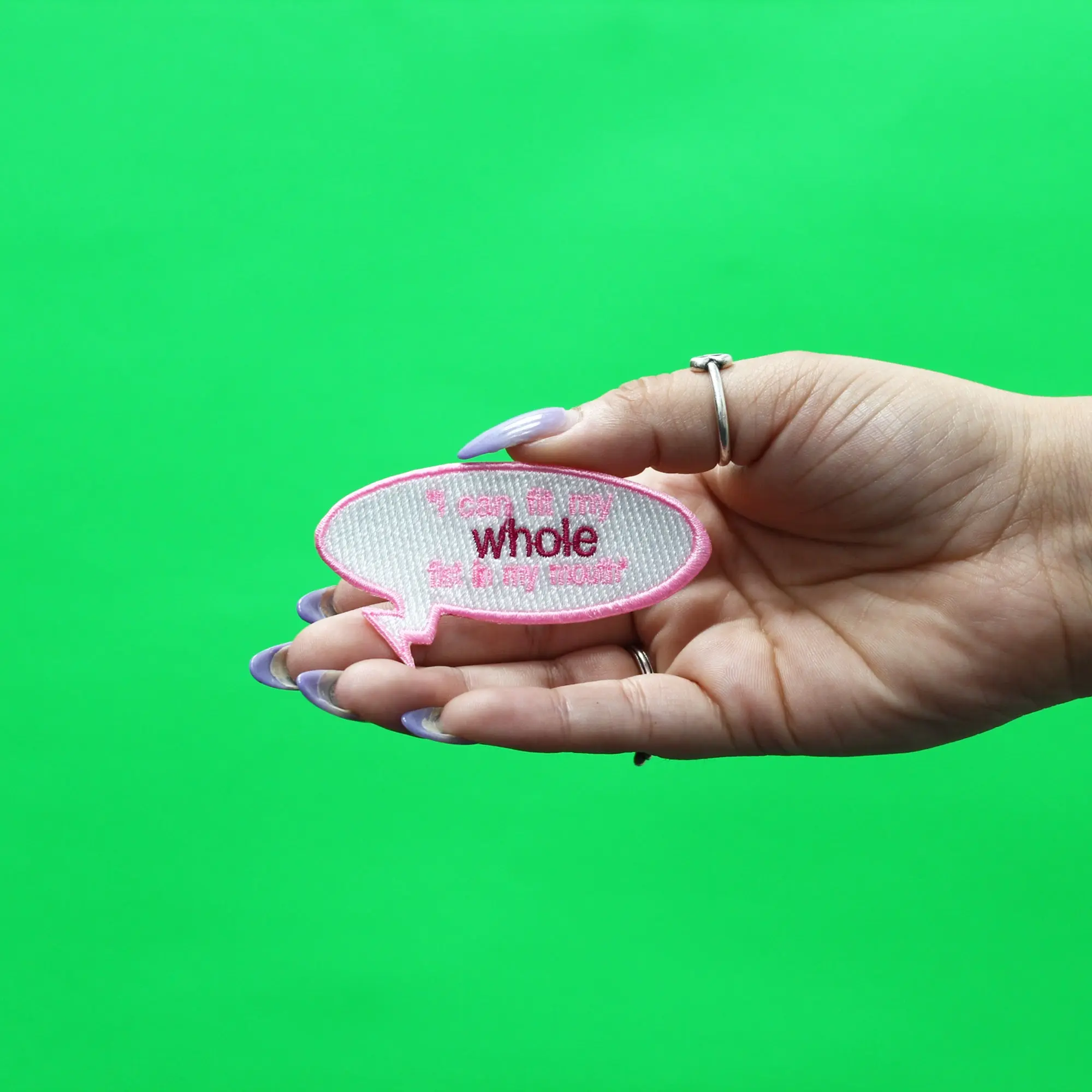 I Can Fit My Whole Fist In My Mouth Patch Word Bubble Embroidered Iron On - Image 2