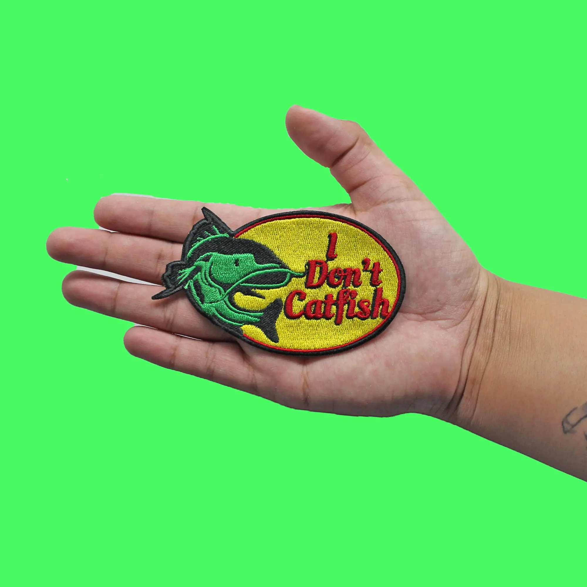 I Don't Catfish Patch Fishing Lake Photoshop Embroidered Iron On - Image 2