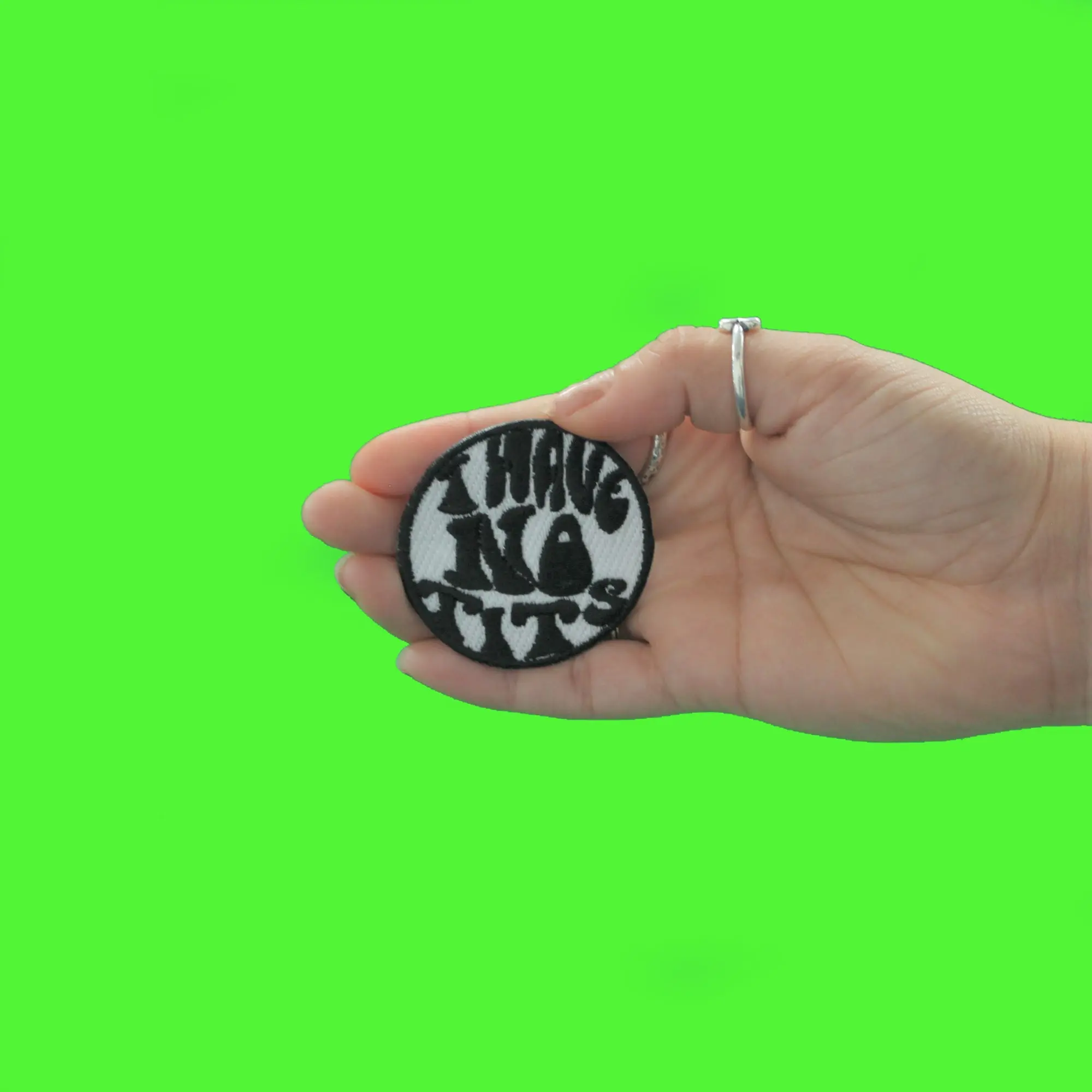 I Have No Tits Round Embroidered Iron On Patch - Image 2