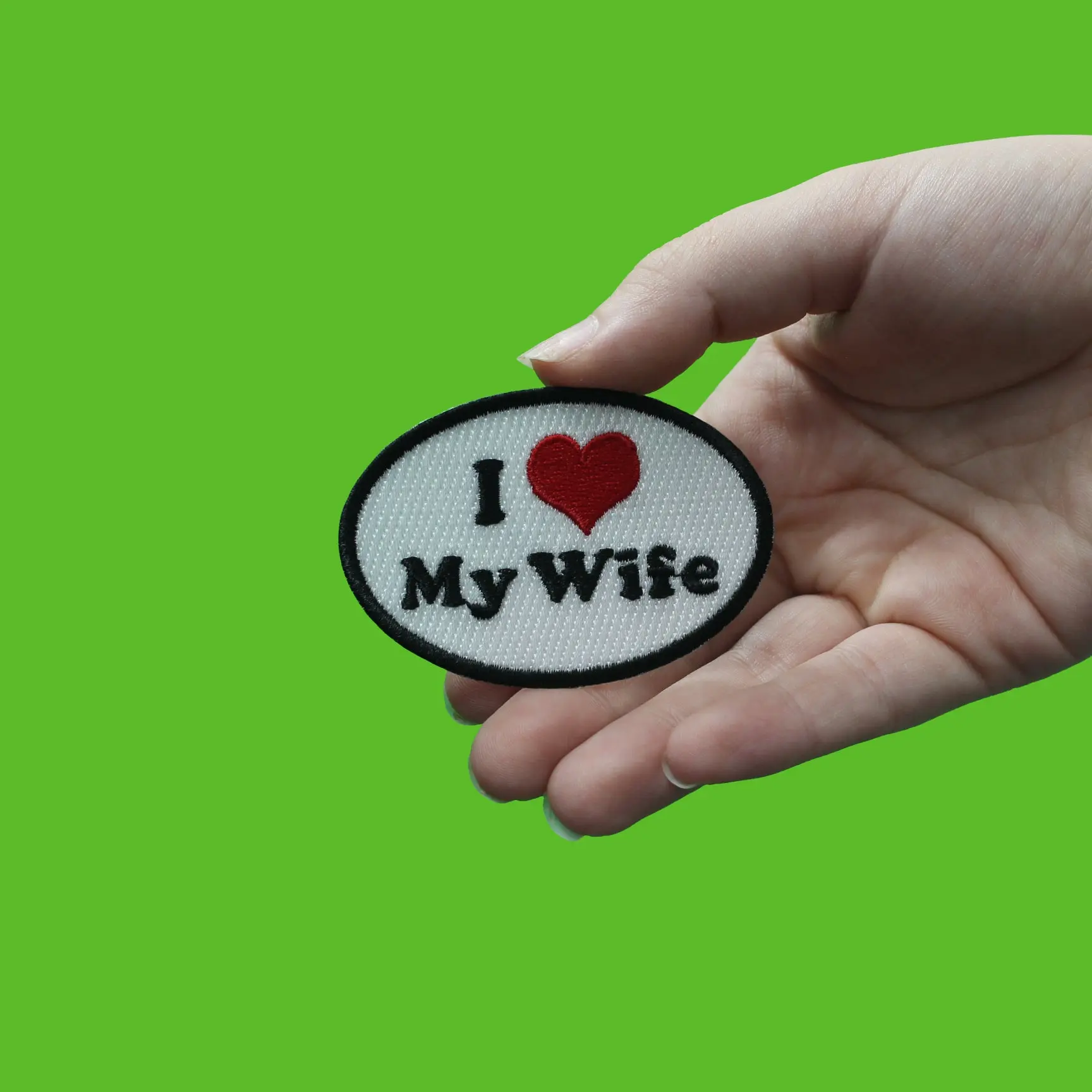 I Love My Wife Oval Embroidered Iron On Patch - Image 2