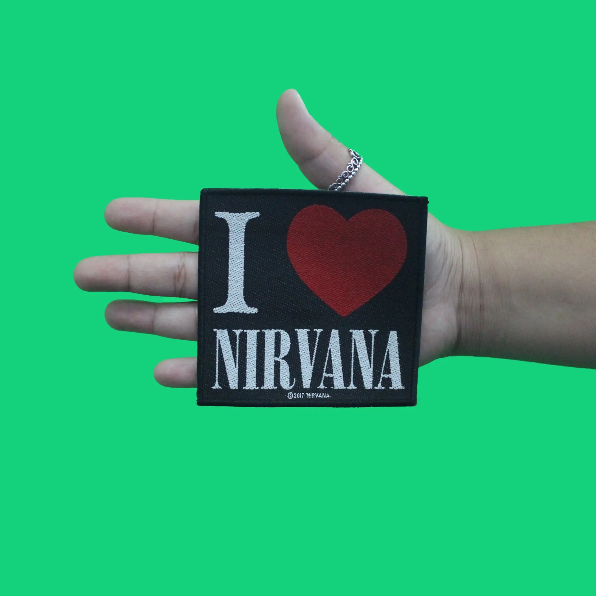 I Love Nirvana Patch Grunge Alternative Rock Band Woven Sew On - Image 2