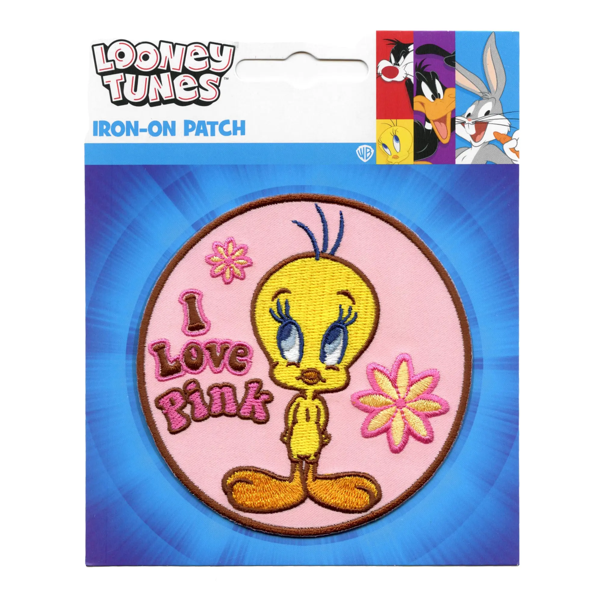 Looney Tunes Tweety Patch I Love Pink Embroidered Iron On - Image 2