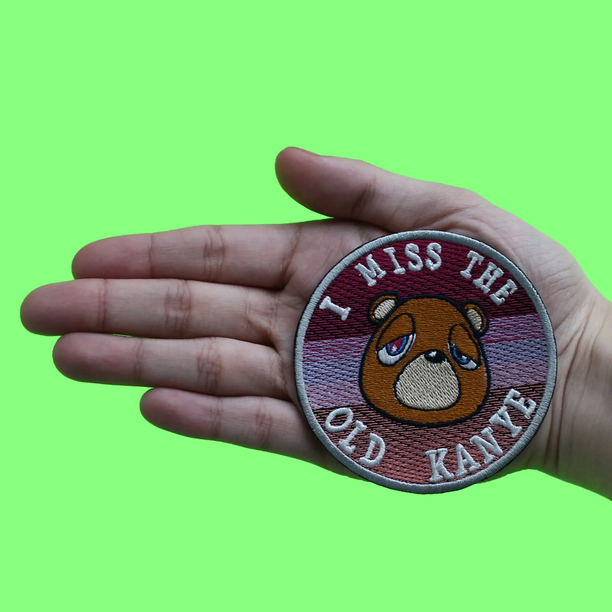I Miss The Old K Bear Patch Round Rap Hip Hop Embroidered Iron On - Image 2
