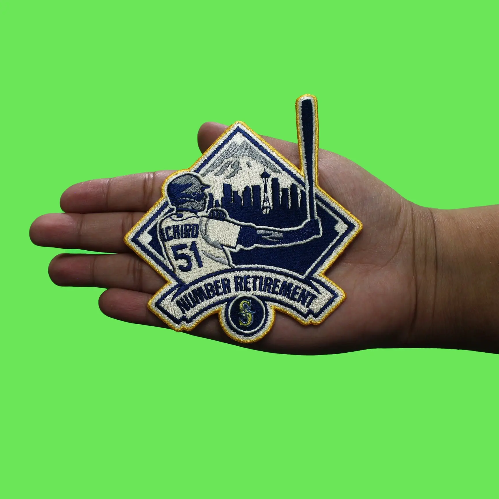 Ichiro Hall of Fame Number Retirement Game Hat Jersey Patch Embroidered (GOLD) - Image 3