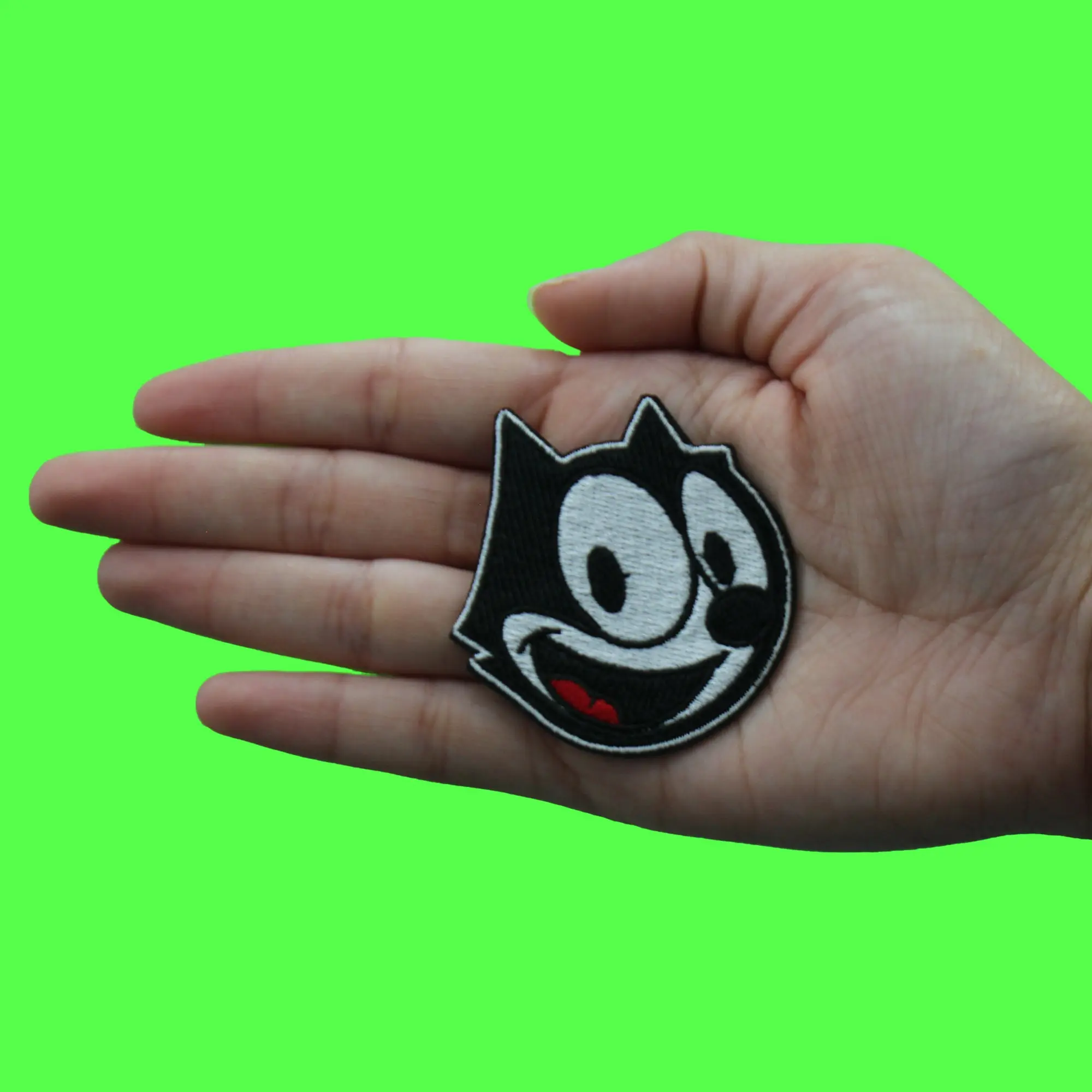 Iconic Kids Cartoon Patch Black Cat Face Portrait Embroidered Iron On - Image 2