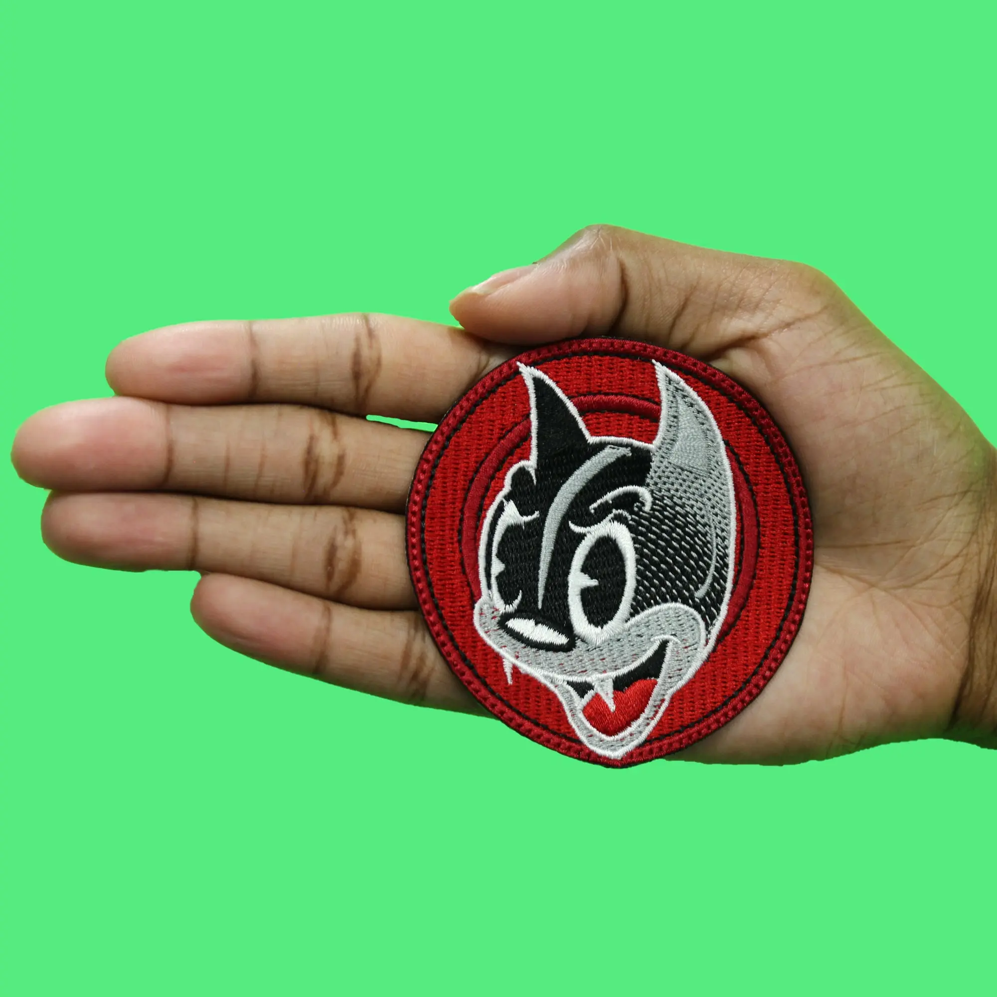 Iconic Kids Cartoon Patch Round Cat Face Portrait Embroidered Iron On - Image 2