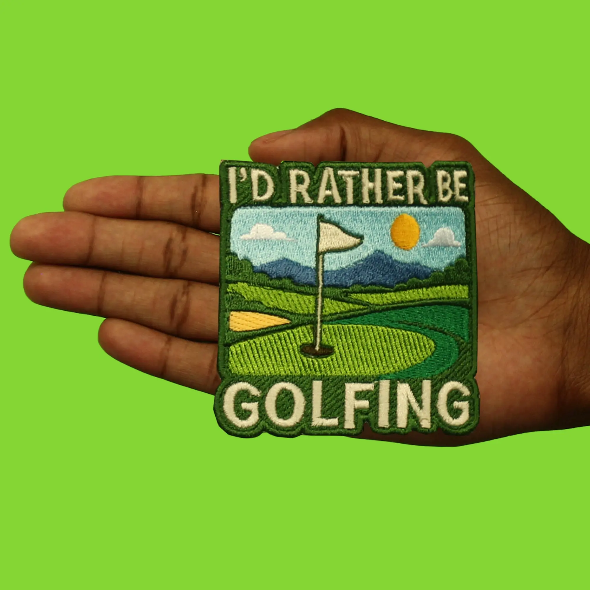 Id Rather Be Golfing Patch Sports Golf Meme Embroidered Iron On - Image 2