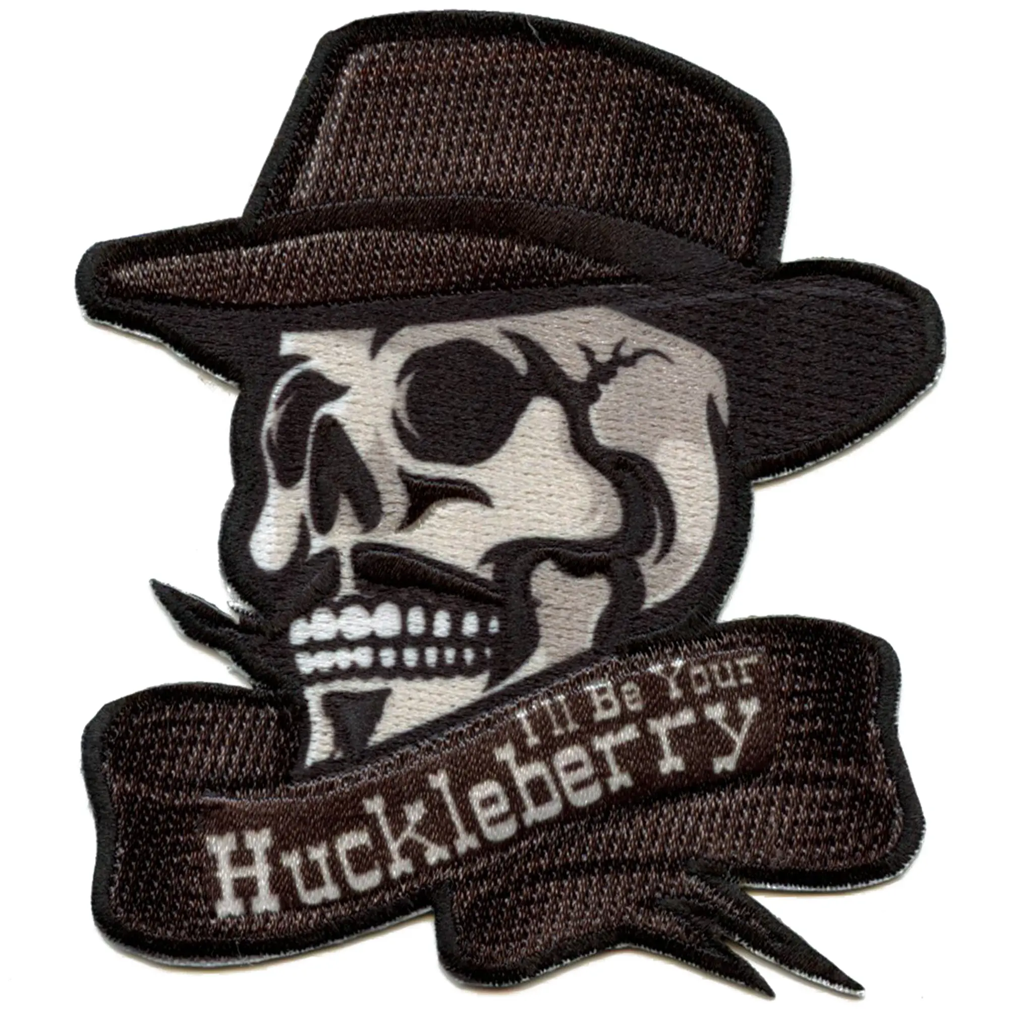 I'll Be Your Huckleberry Patch Western Movie Skull Sublimated Embroidered Iron-On