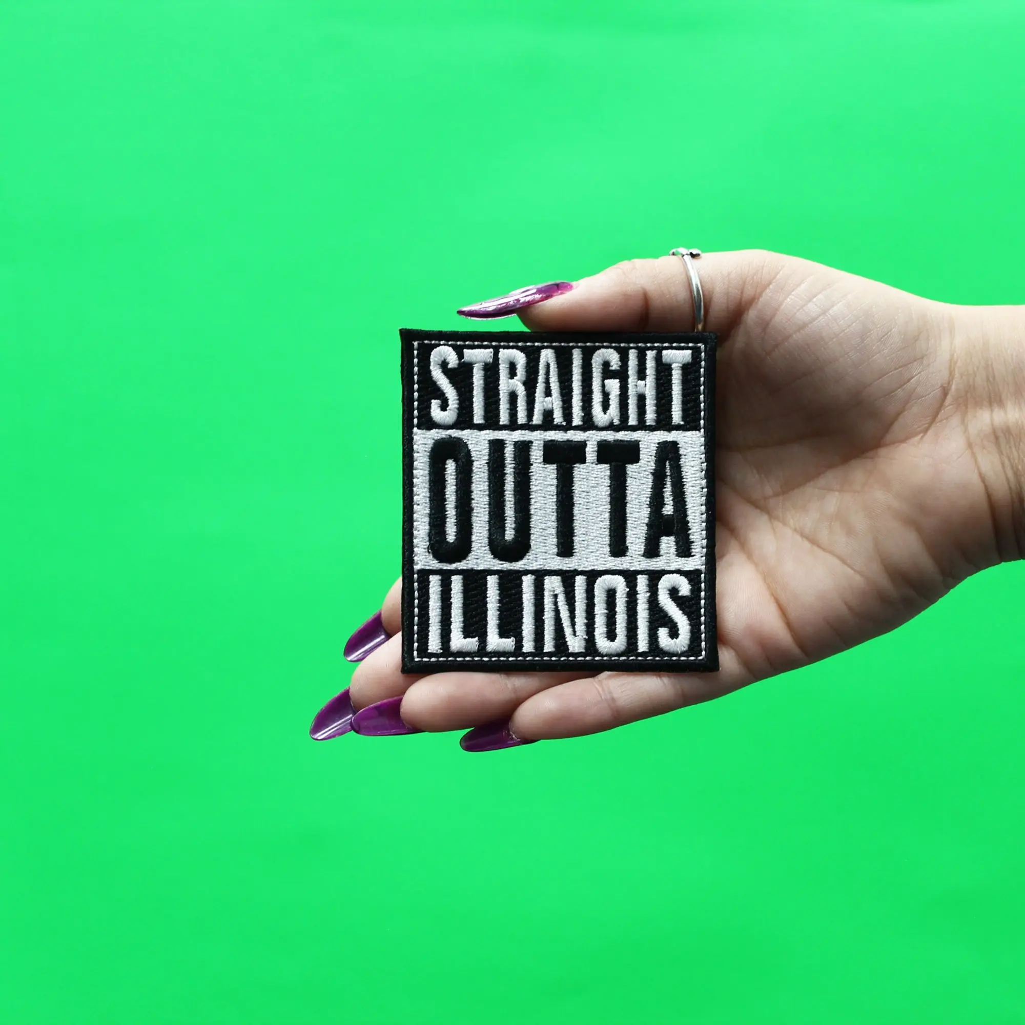 Straight Outta Illinois Patch Embroidered Iron On - Image 2