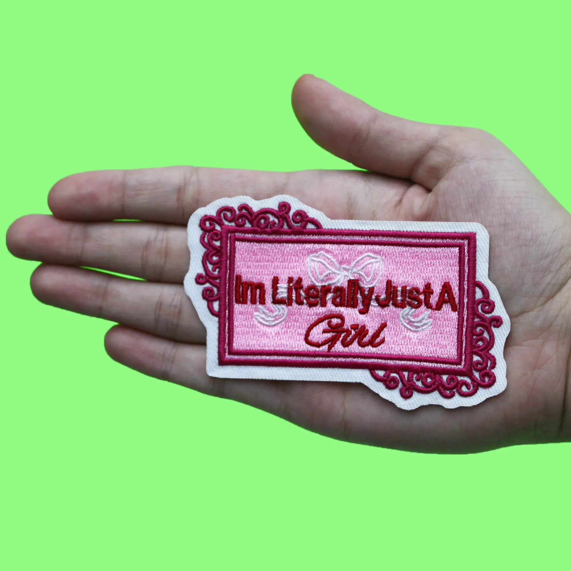 I'm Literally Just A Girl Patch Girly Cutesy Saying Embroidered Iron On - Image 2