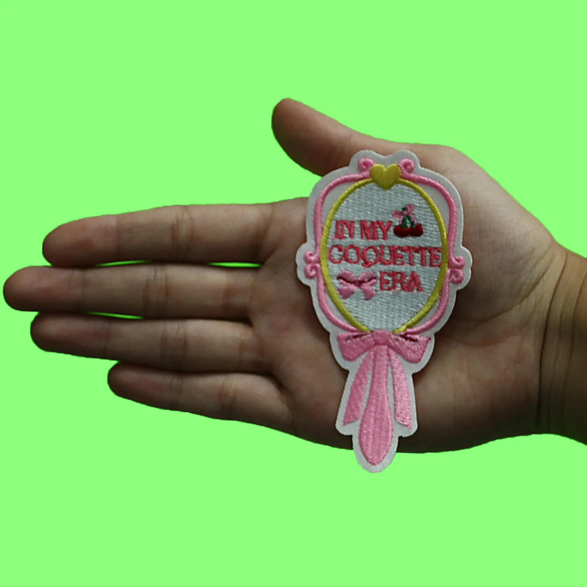 In My Coquette Era Patch Cutesy Mirror With Bow Embroidered Iron On - Image 2