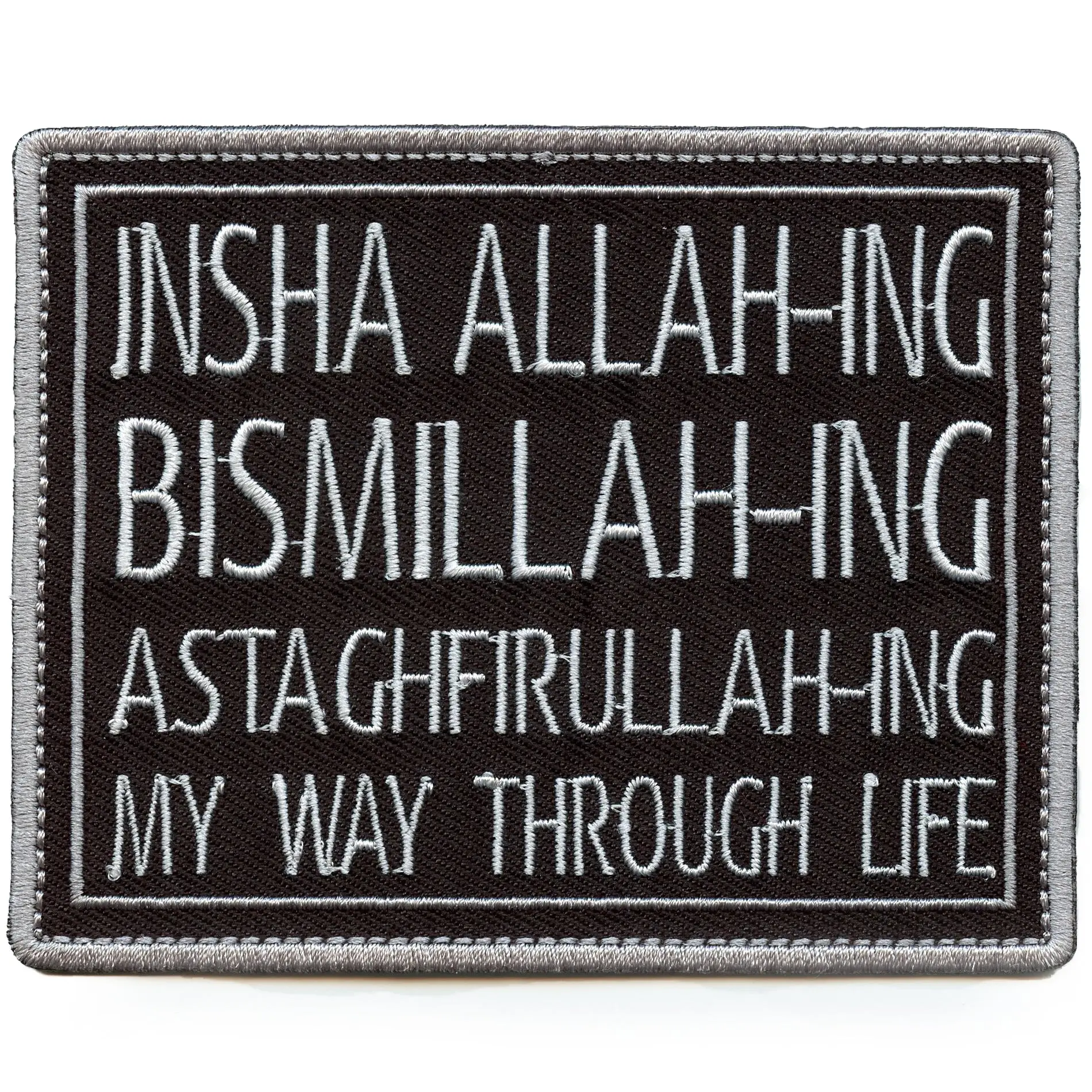 Insha Allahing Bismillahing Astaghfirullahing Patch Arabic Script Embroidered Iron-On
