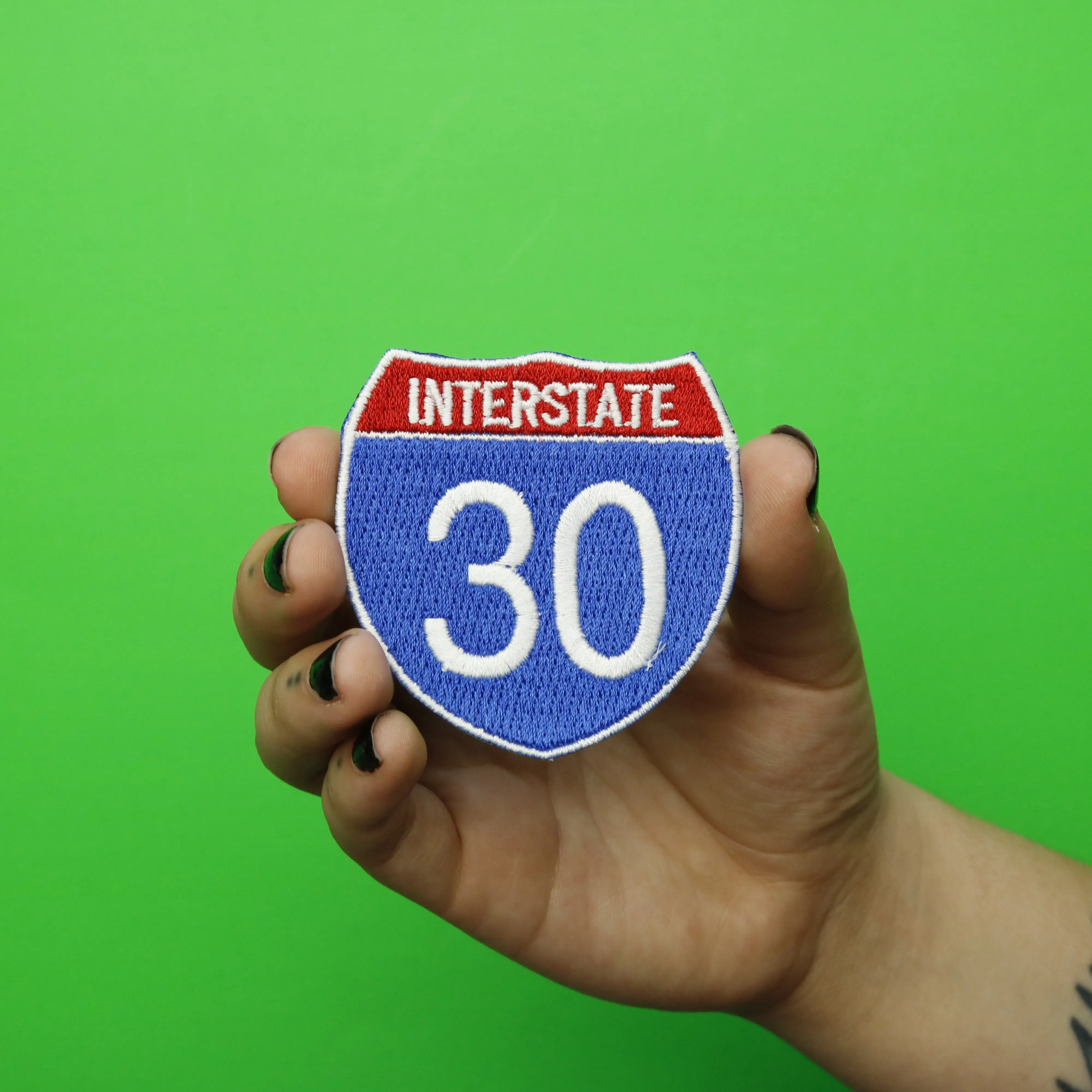 Interstate 30 I-30 Freeway Sign Embroidered Iron On Patch - Image 2