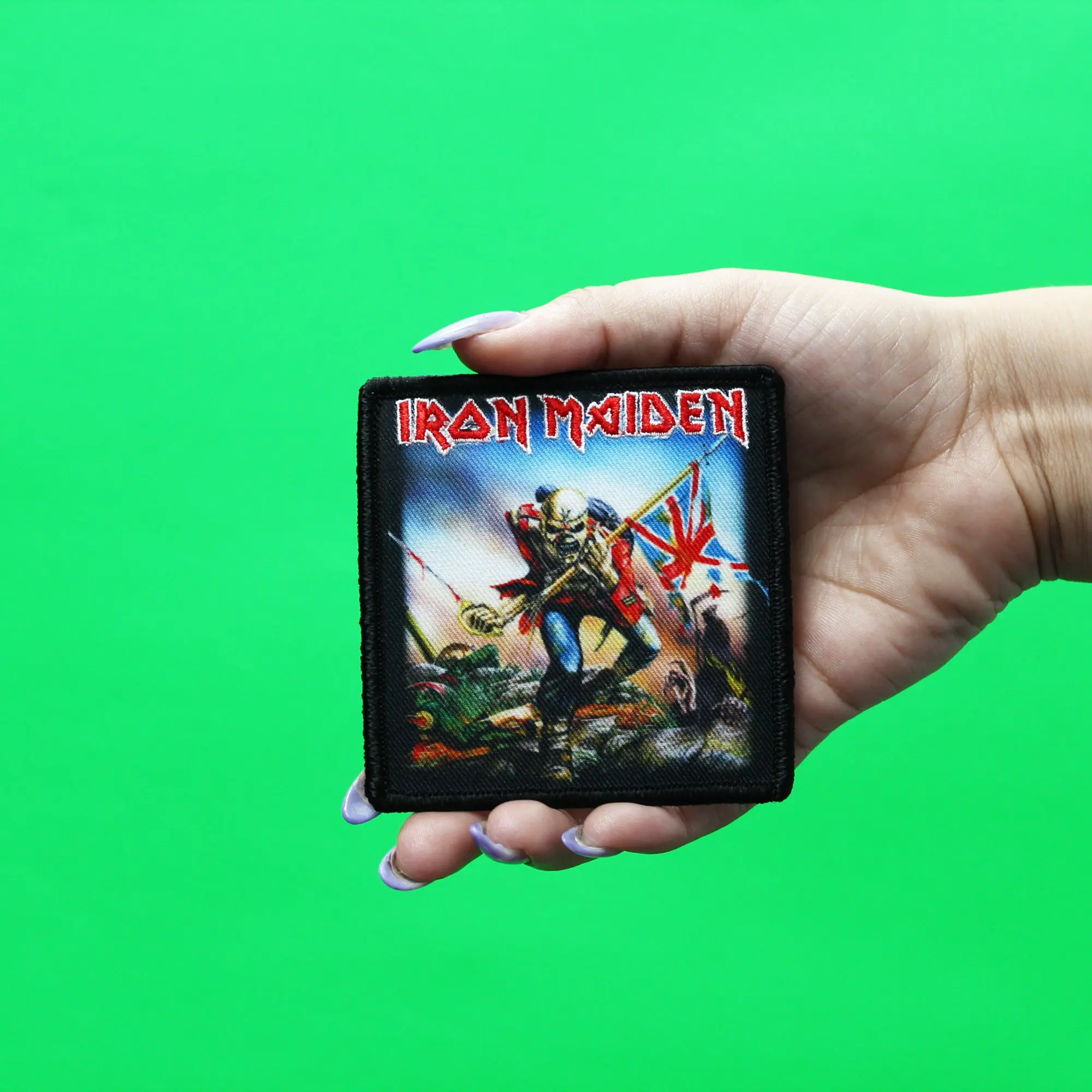 Official Iron Maiden Patch British Flag Sublimated Embroidery Iron On - Image 2