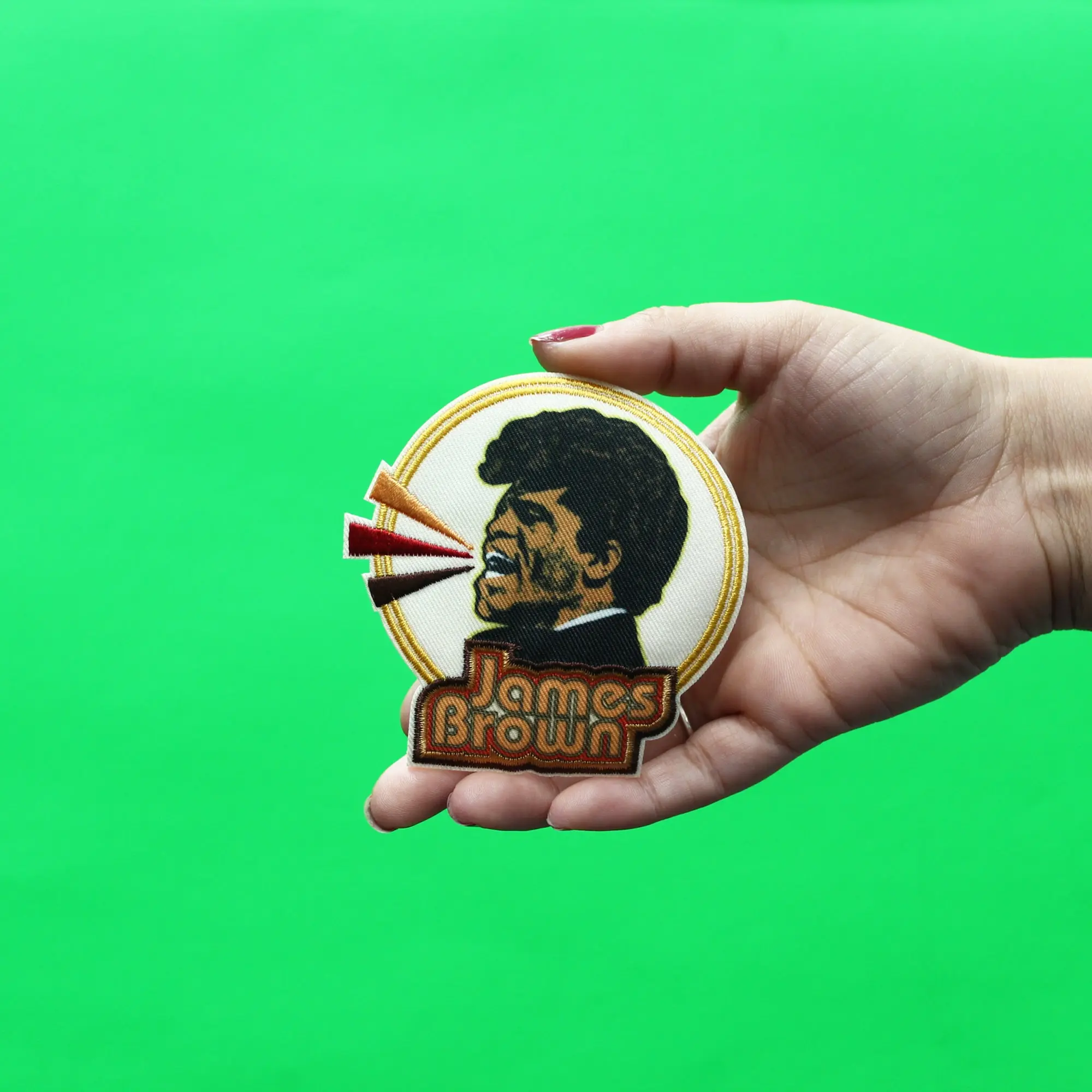 James Brown Patch Singing Circle Portrait Embroidered Iron On - Image 2