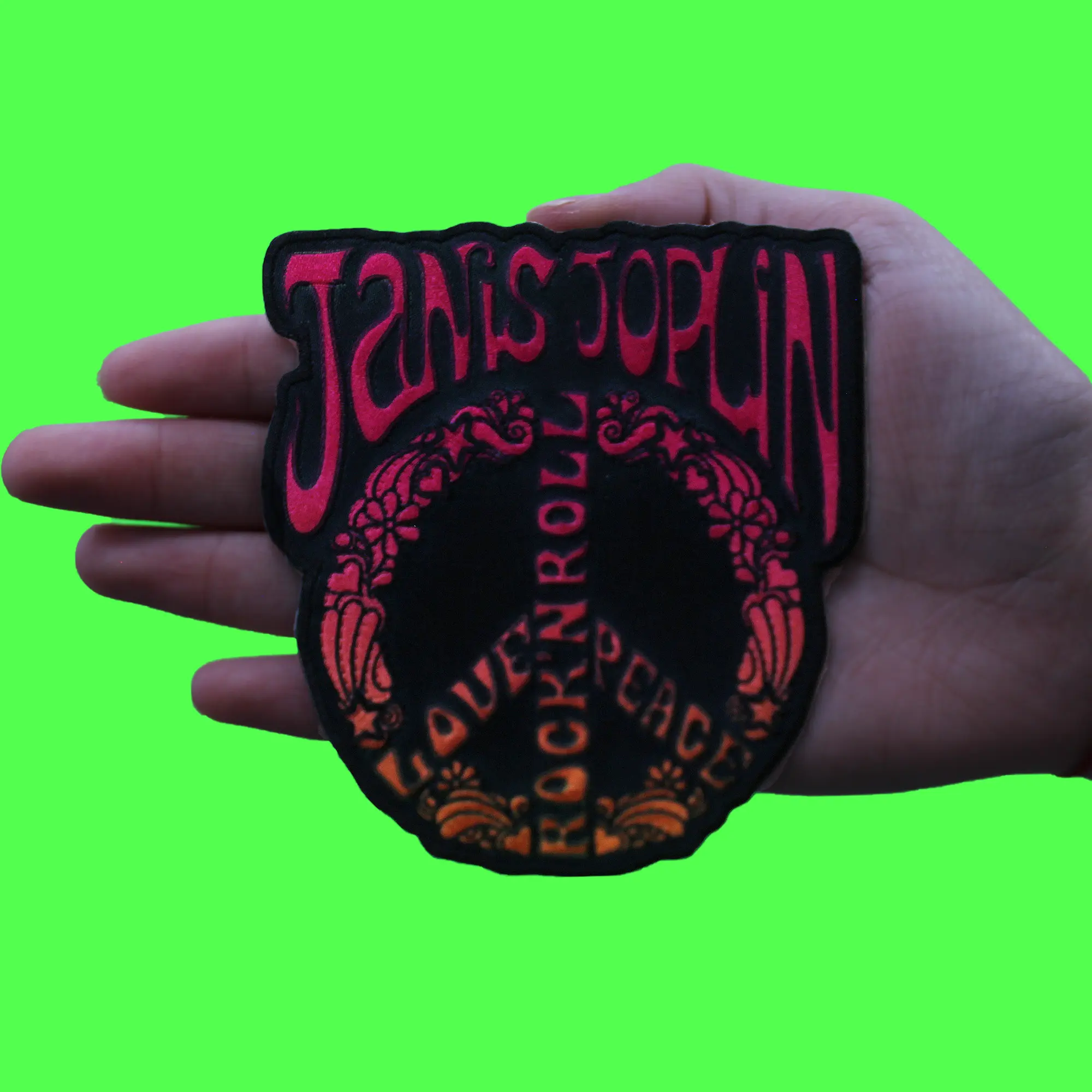 Janis Joplin Love, Peace, Rock N' Roll Patch Legend 1967 Rock Sublimated Embroidery Iron On - Image 2