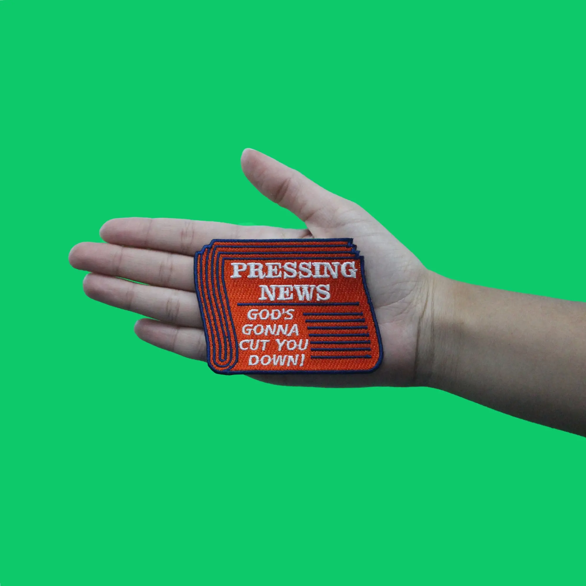 Houston's Pressing News Baseball Patch God's Gonna Cut You Down Embroidered Iron On - Image 2
